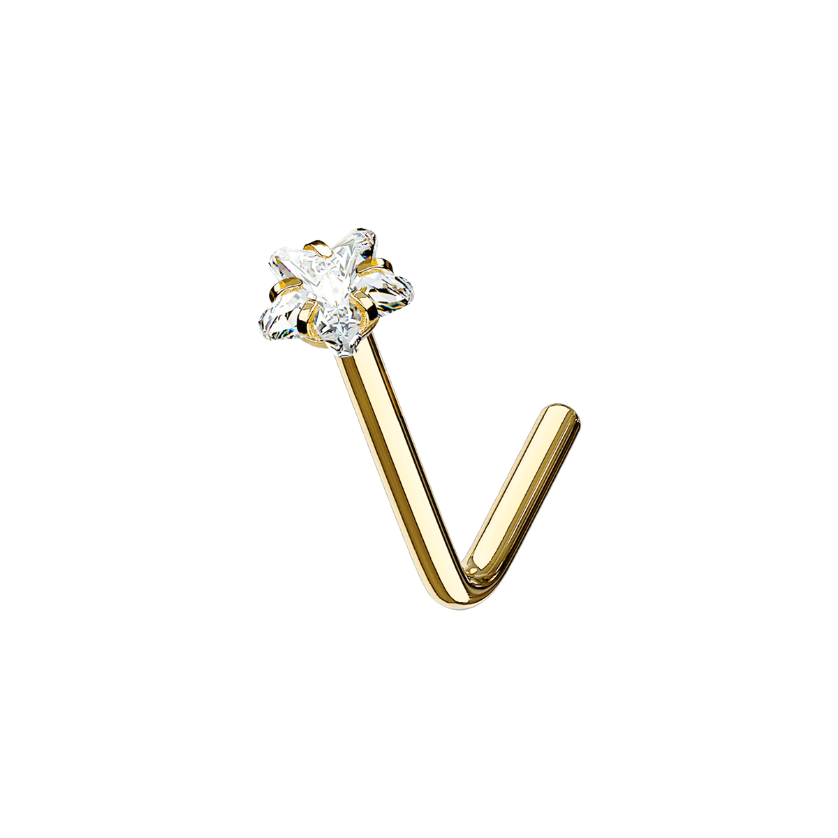 Starburst Gemstone Nose Stud Piercing - Gold