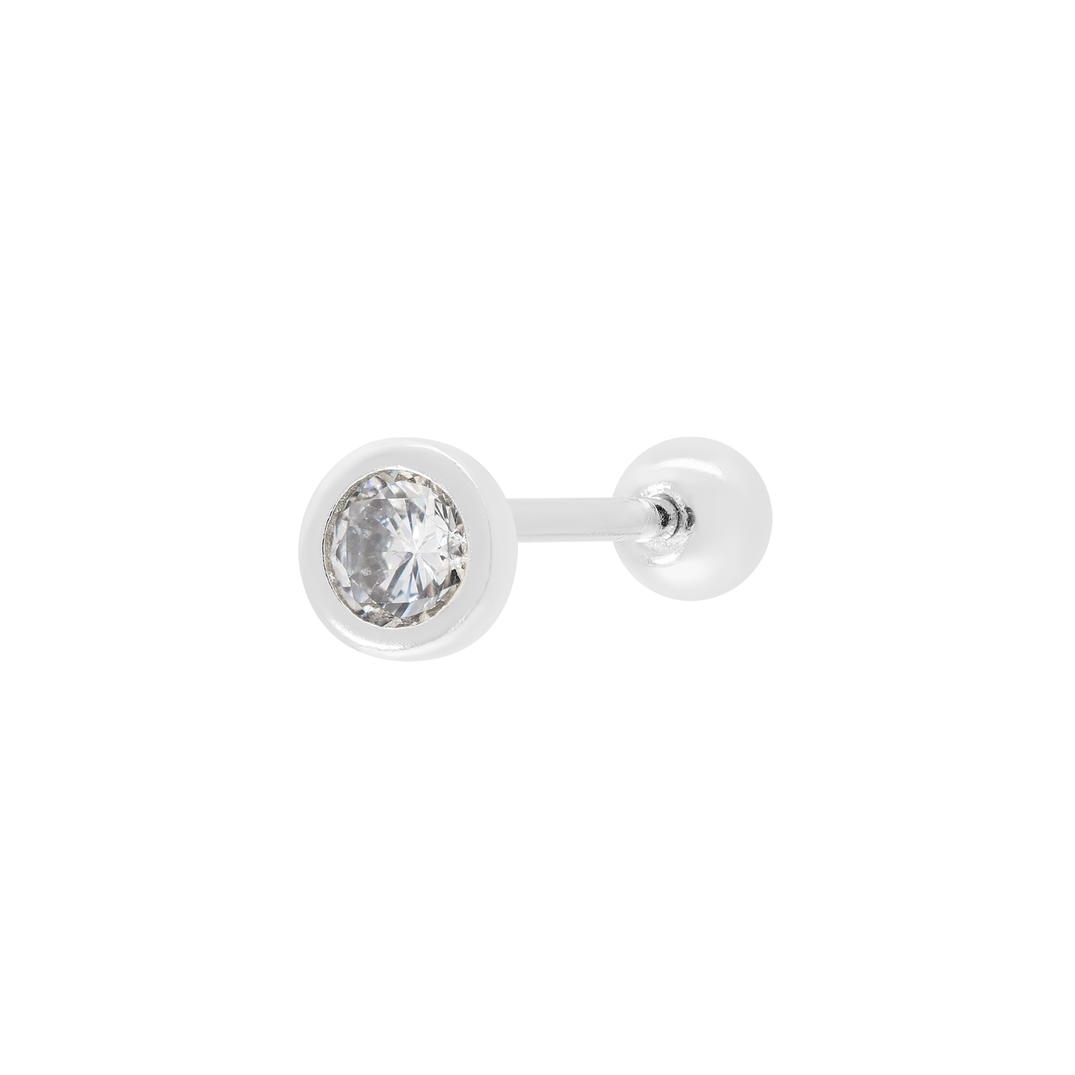 April Birthstone Tragus Helix & Conch Ear Piercing - Sterling Silver
