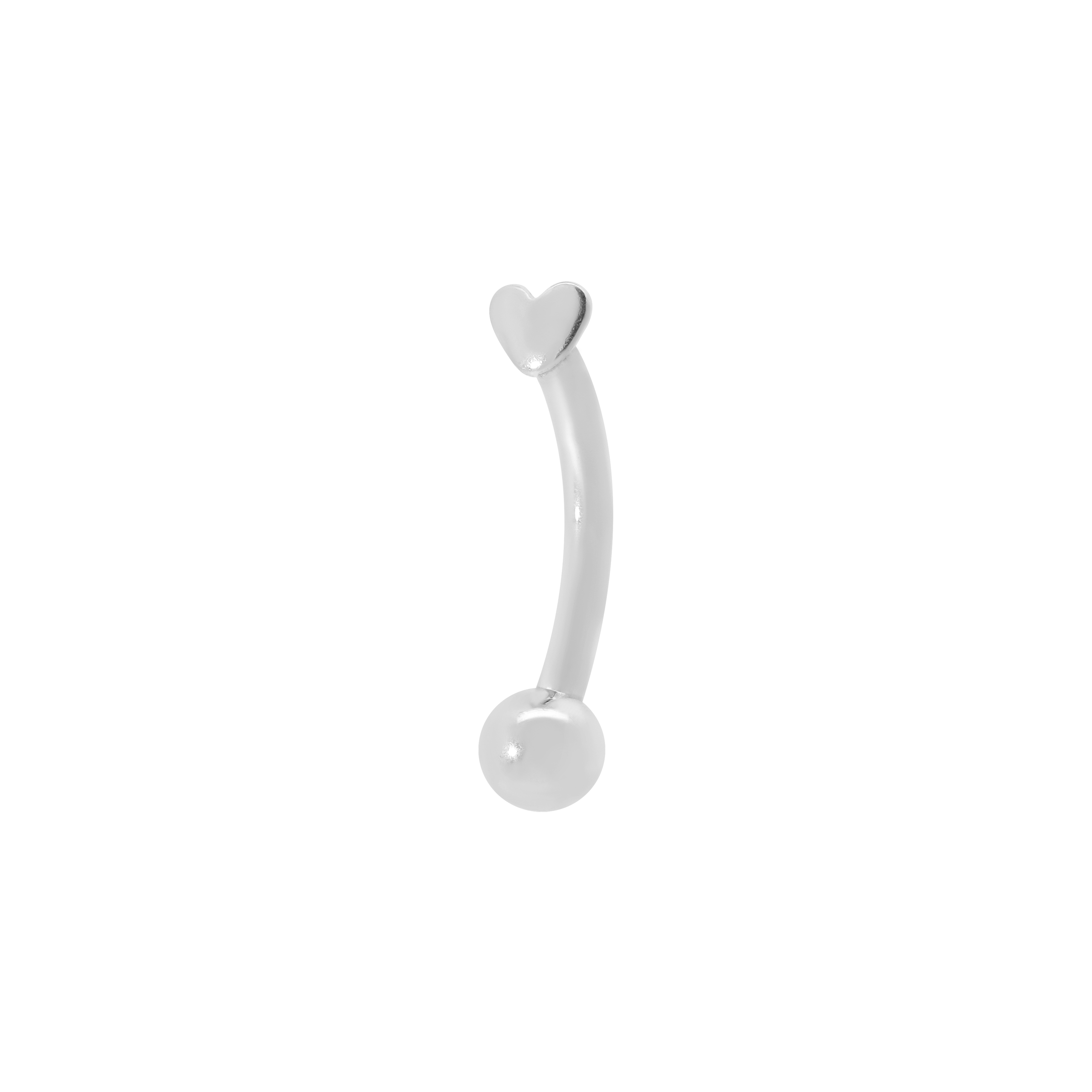 Mini Heart Rook Curved Barbell Piercing - Silver