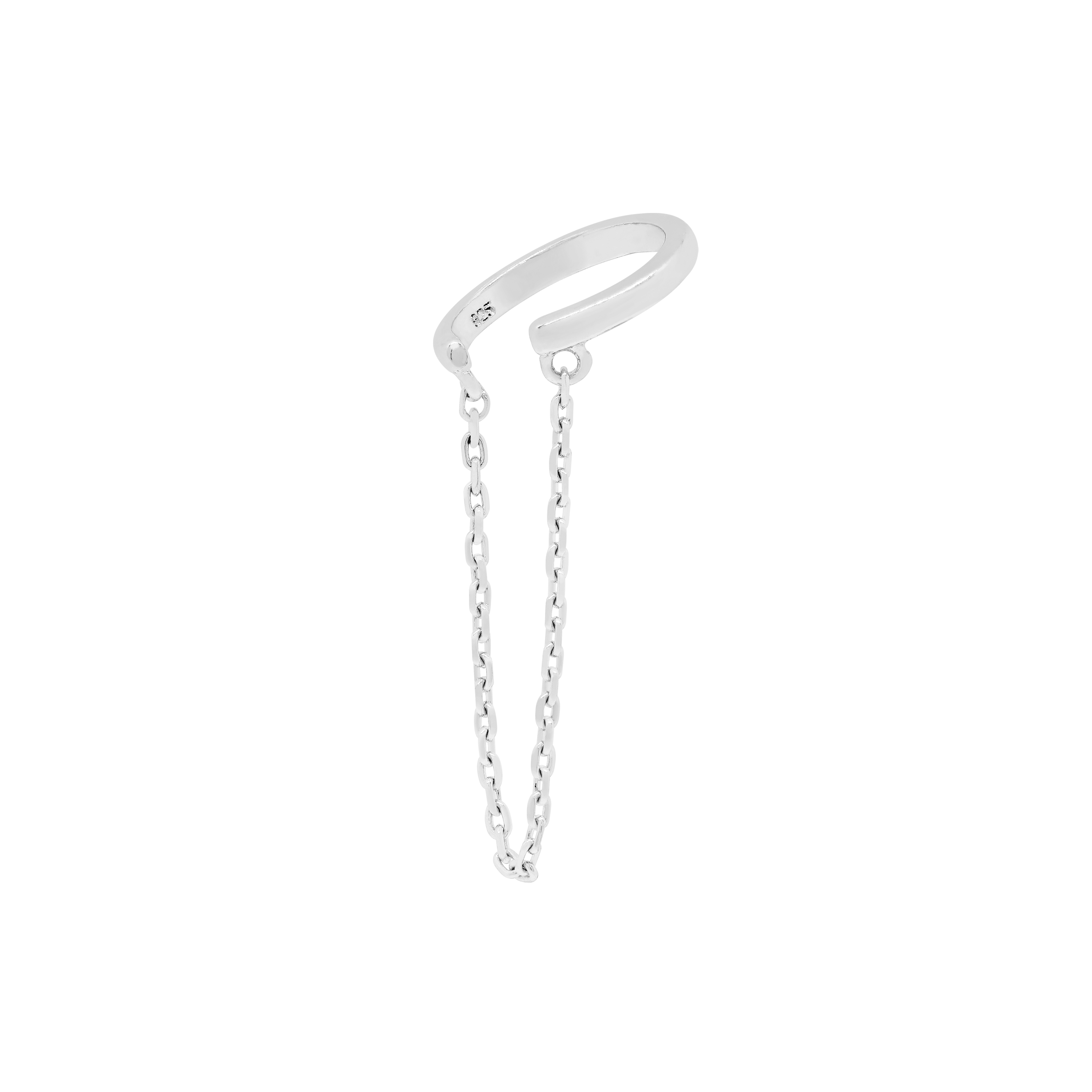 Bound Drape Chain Ear Cuff - Silver