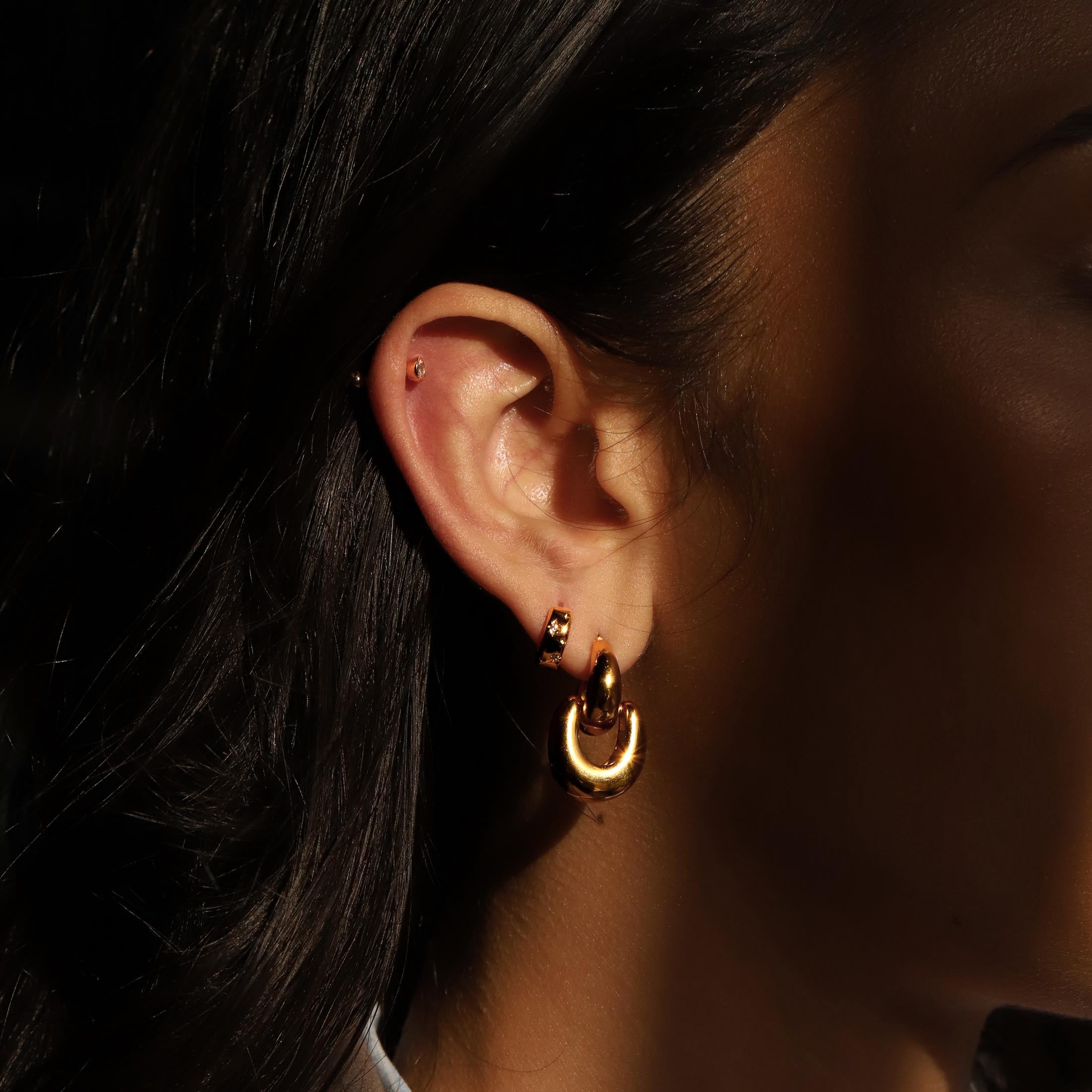 Gina Earring Studs On Model 6 - Gold