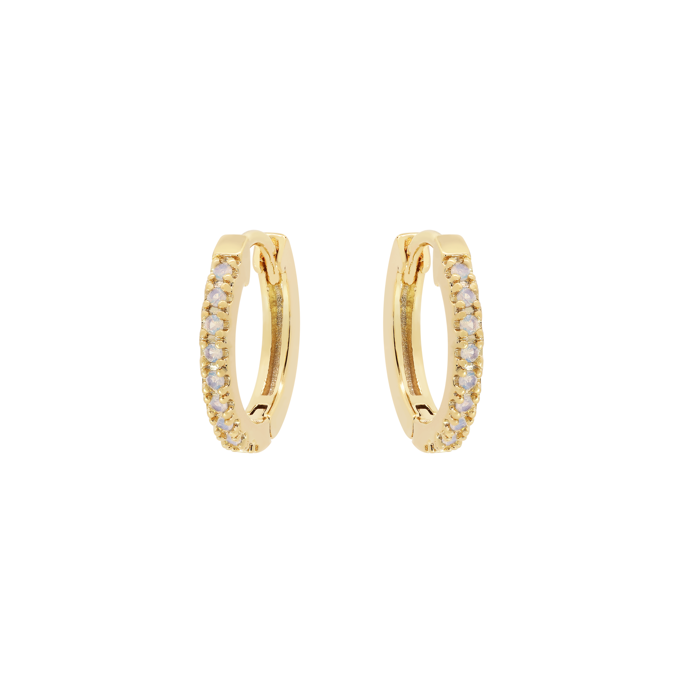 Logic Moonstone Earring Huggie Hoops - Gold