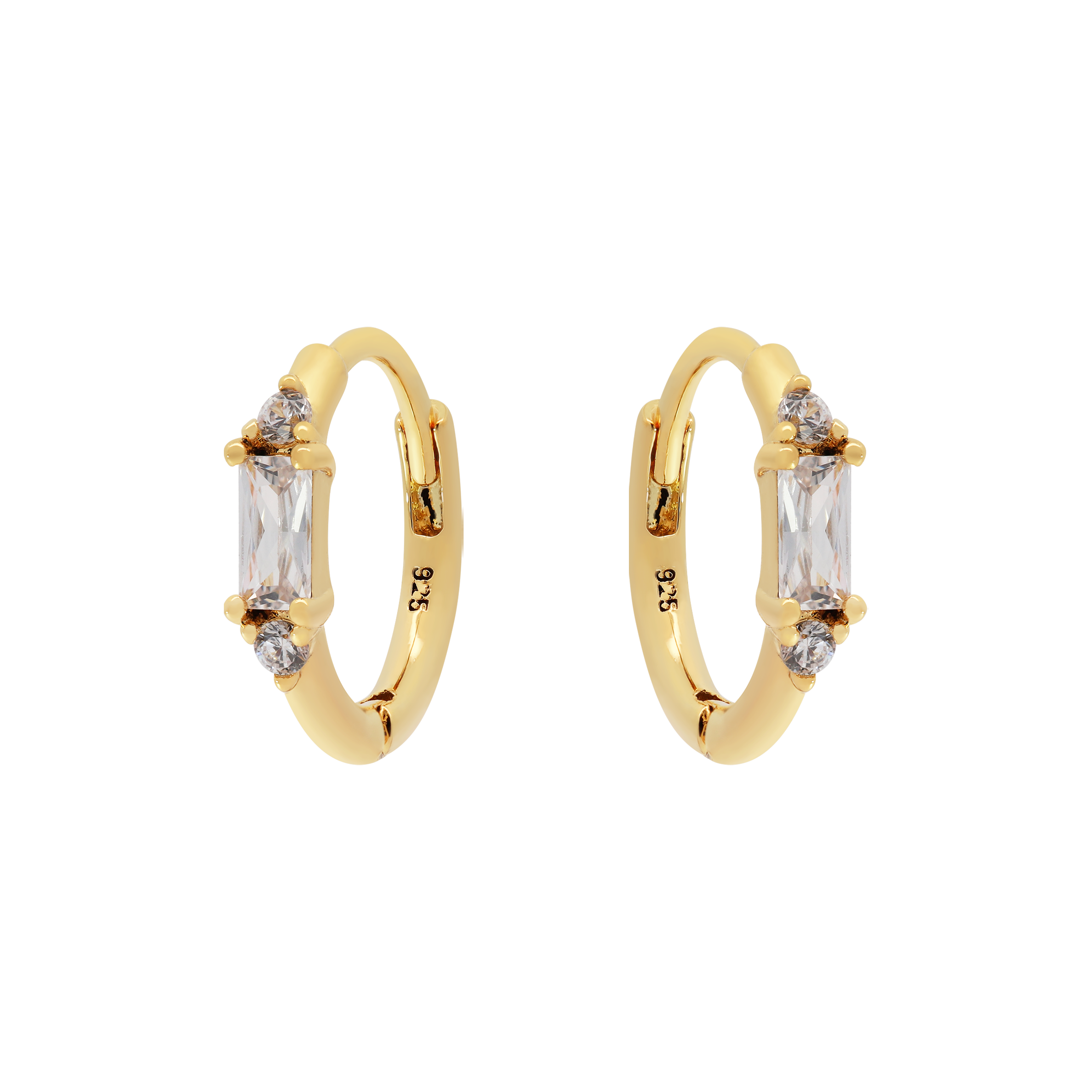 Lyric Gemstone Huggie Hoop Earrings - Gold