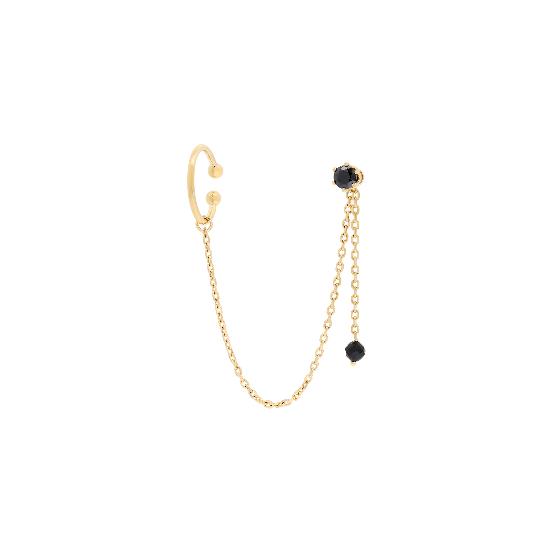 Muse Onyx Chain Earring Cuff - Gold