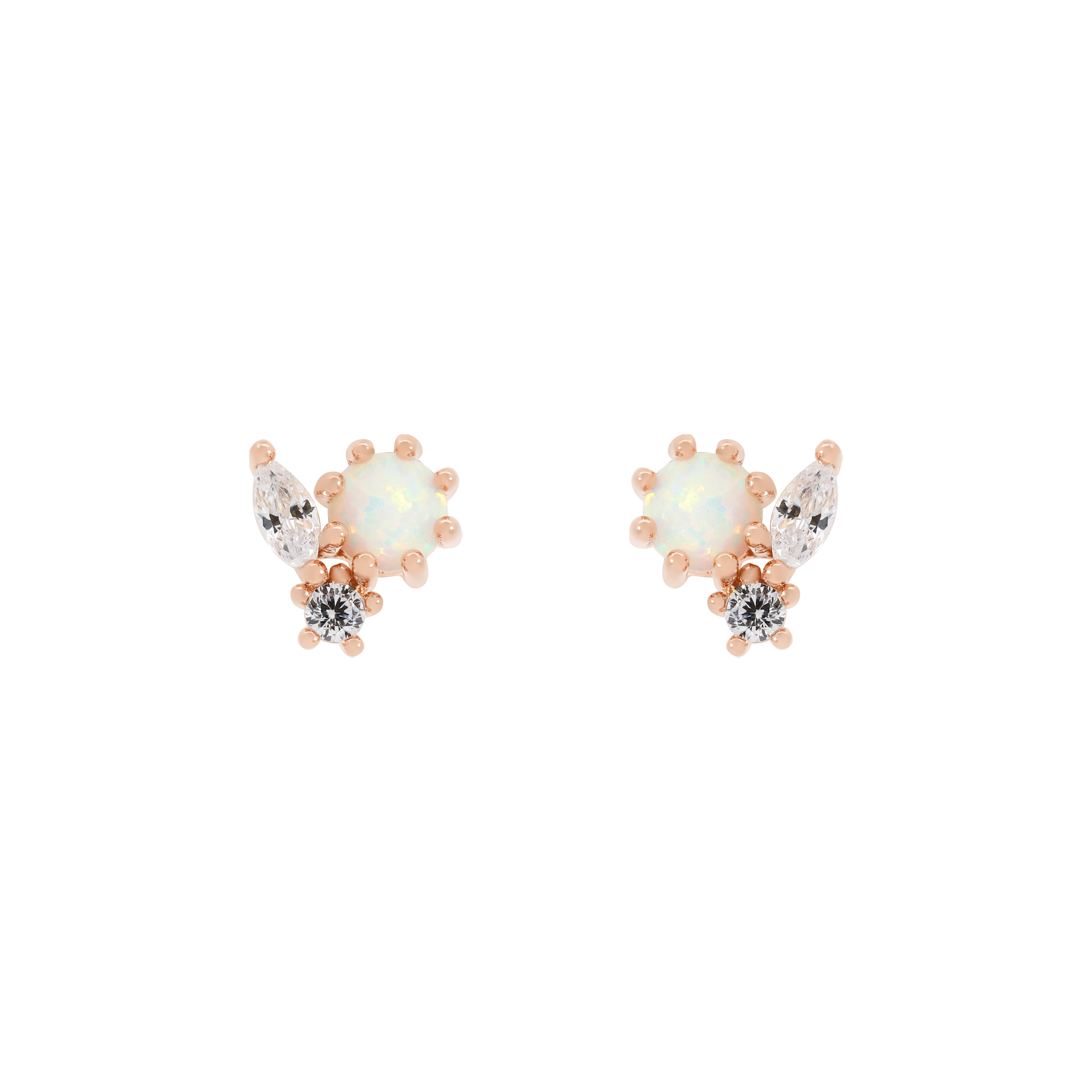 Oasis Opal & Gemstone Earring Studs - Rose Gold