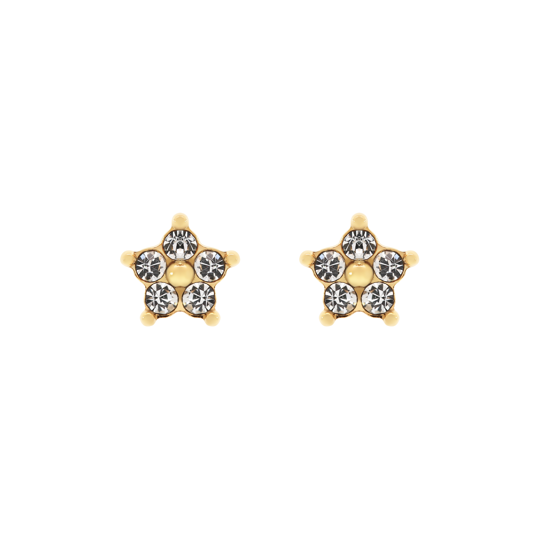 Poppy Flower Gemstone Earring Studs 2 - Gold
