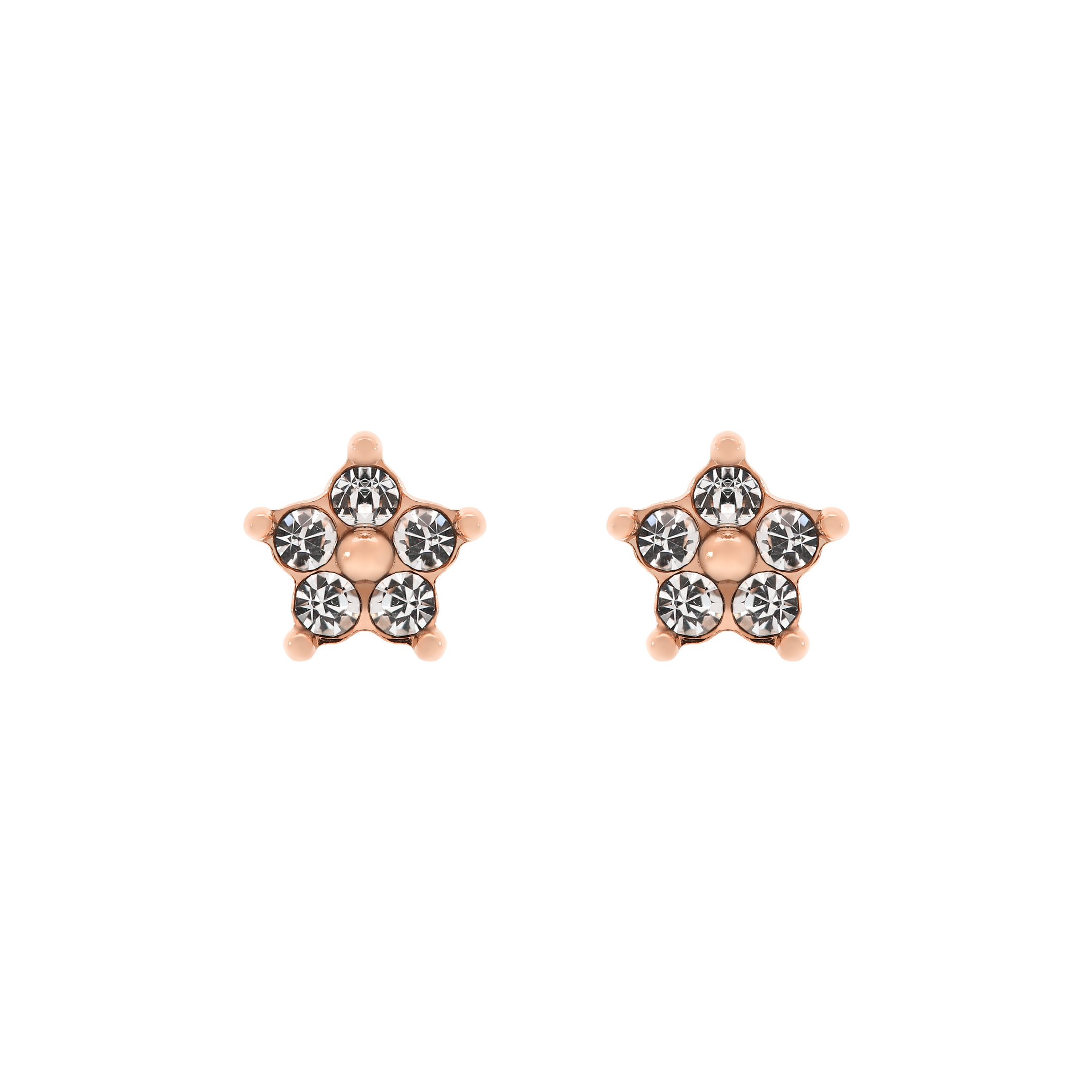 Poppy Flower Gemstone Earring Studs 2 - Rose Gold