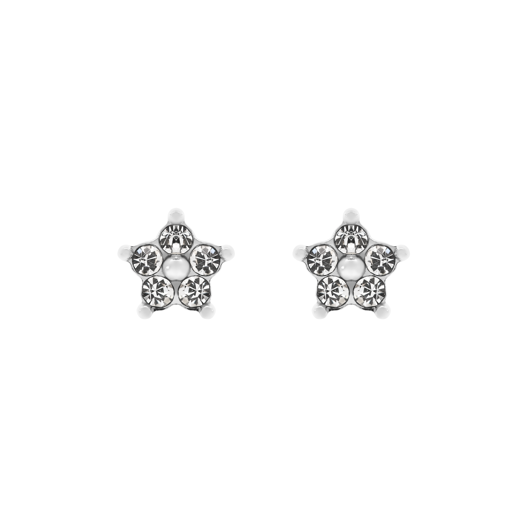 Poppy Flower Gemstone Earring Studs 2 - Silver