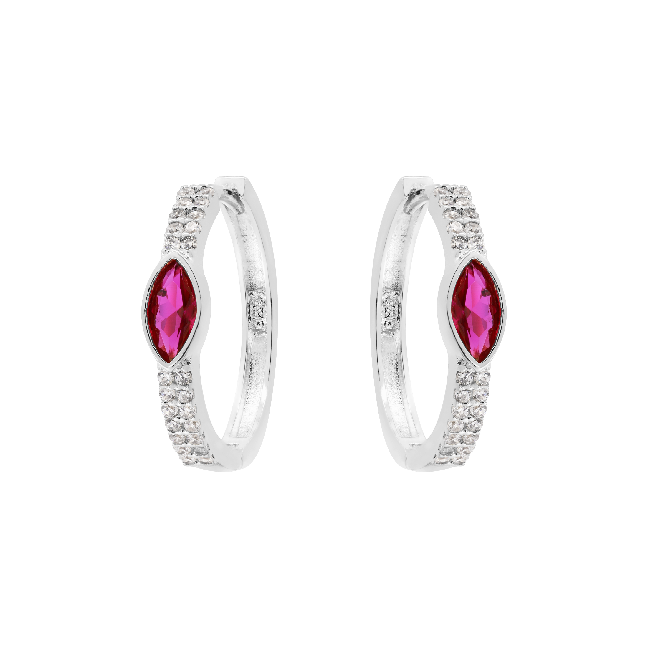 Sabrina Gemstone Hoop Earrings - Sterling Silver