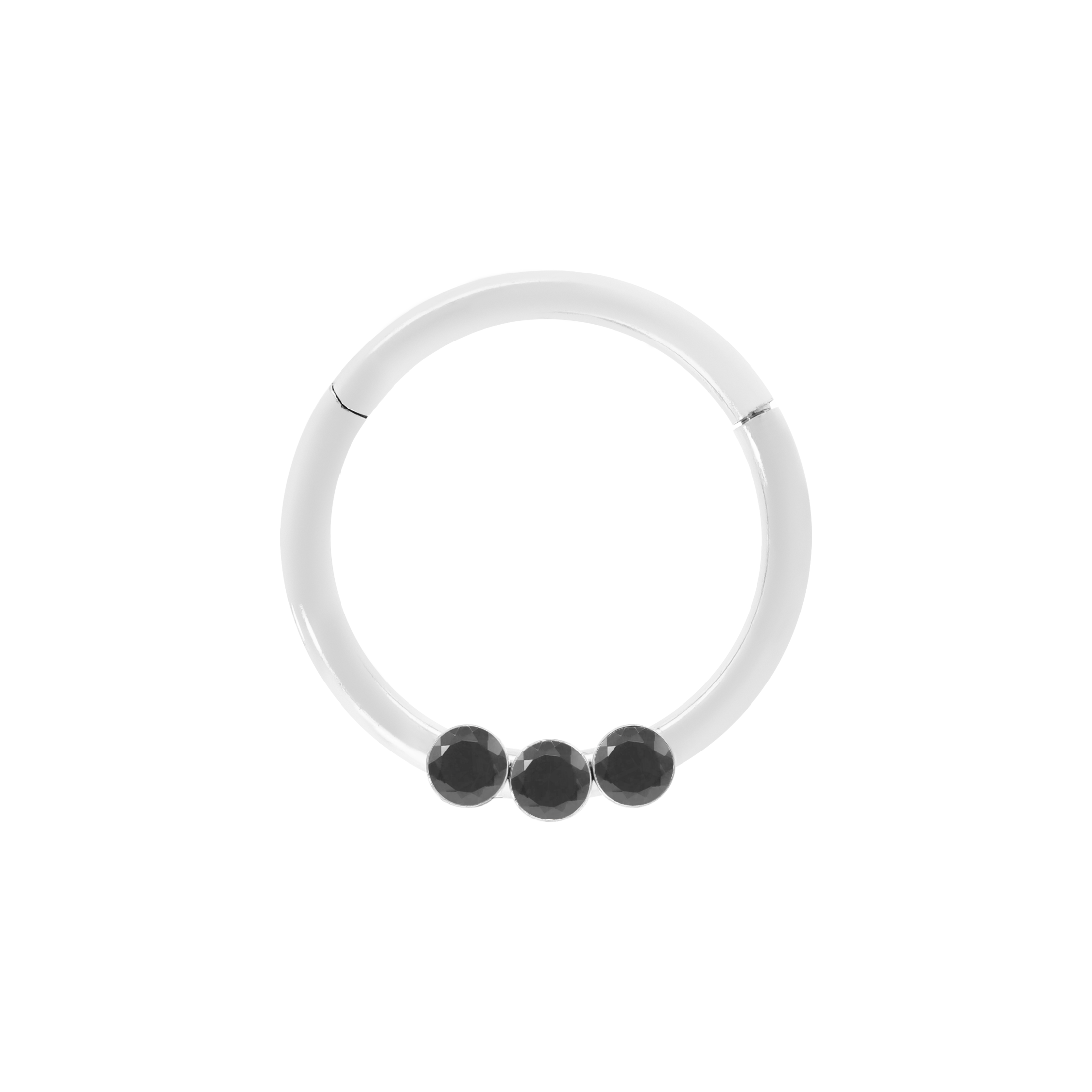 Triple Gem Helix Daith Septum & Cartilage Hoop Piercing - Silver/Onyx