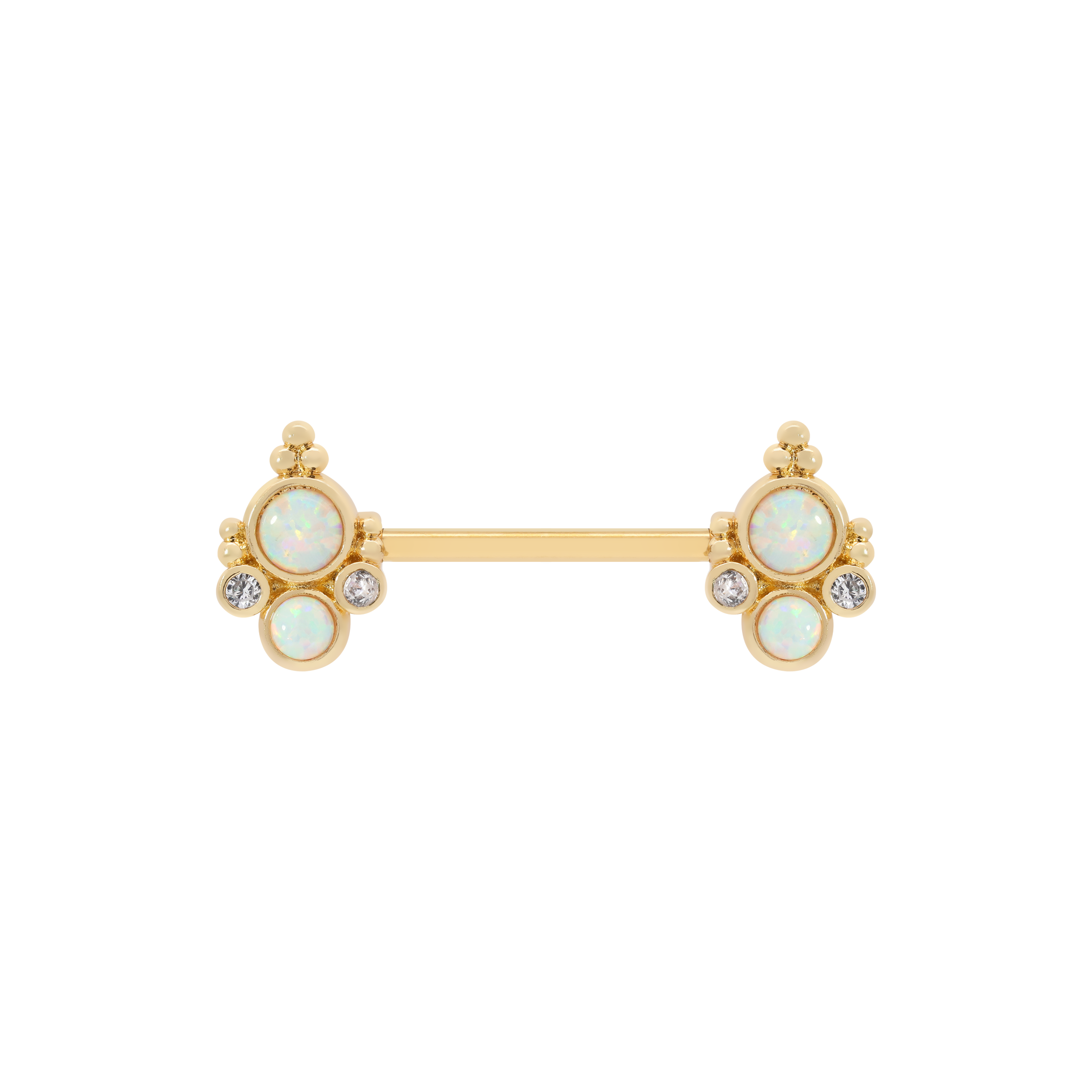 Oasis Opal & Gemstone Nipple Bar Piercing - Gold