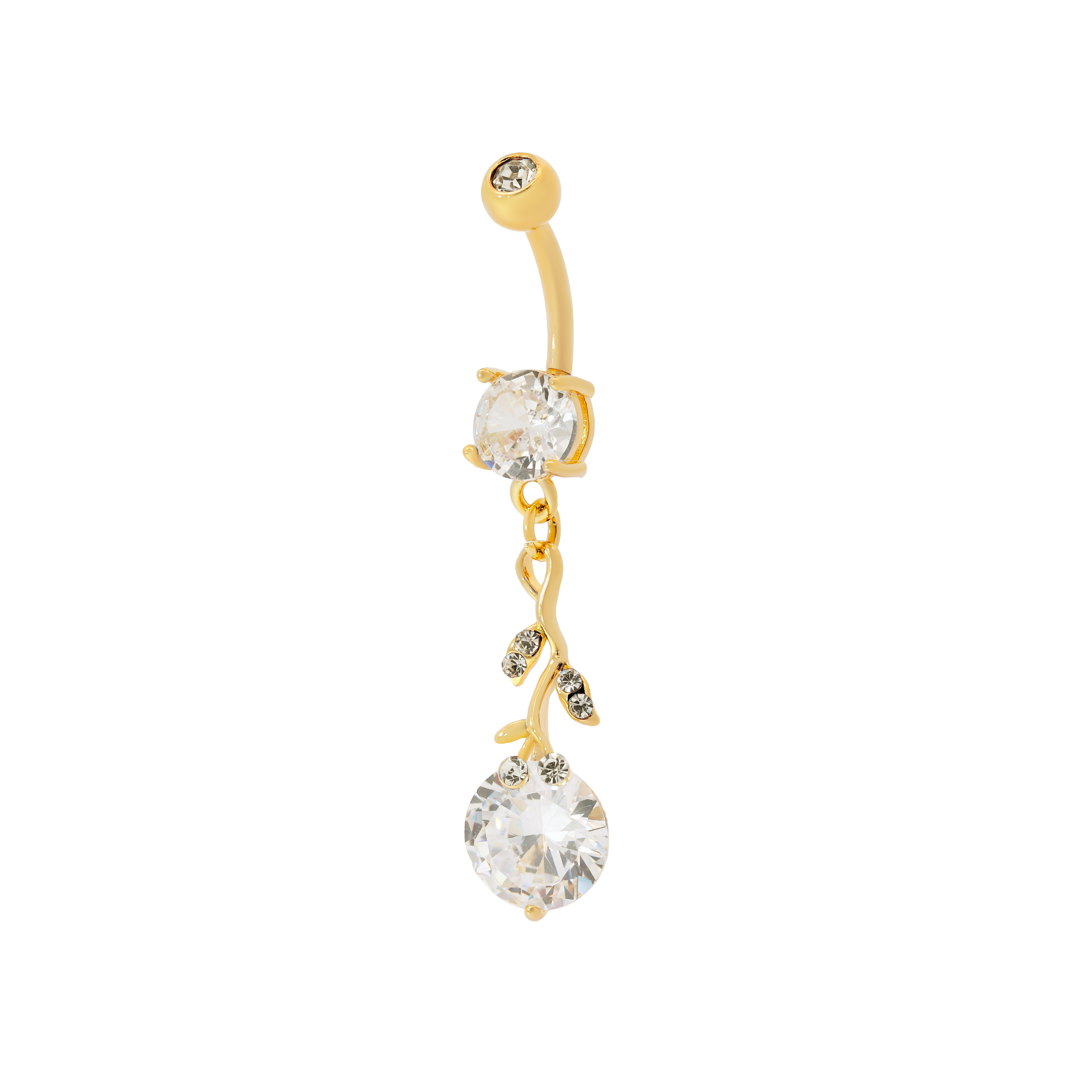 Belle Rose Gemstone Belly Bar Piercing - Gold