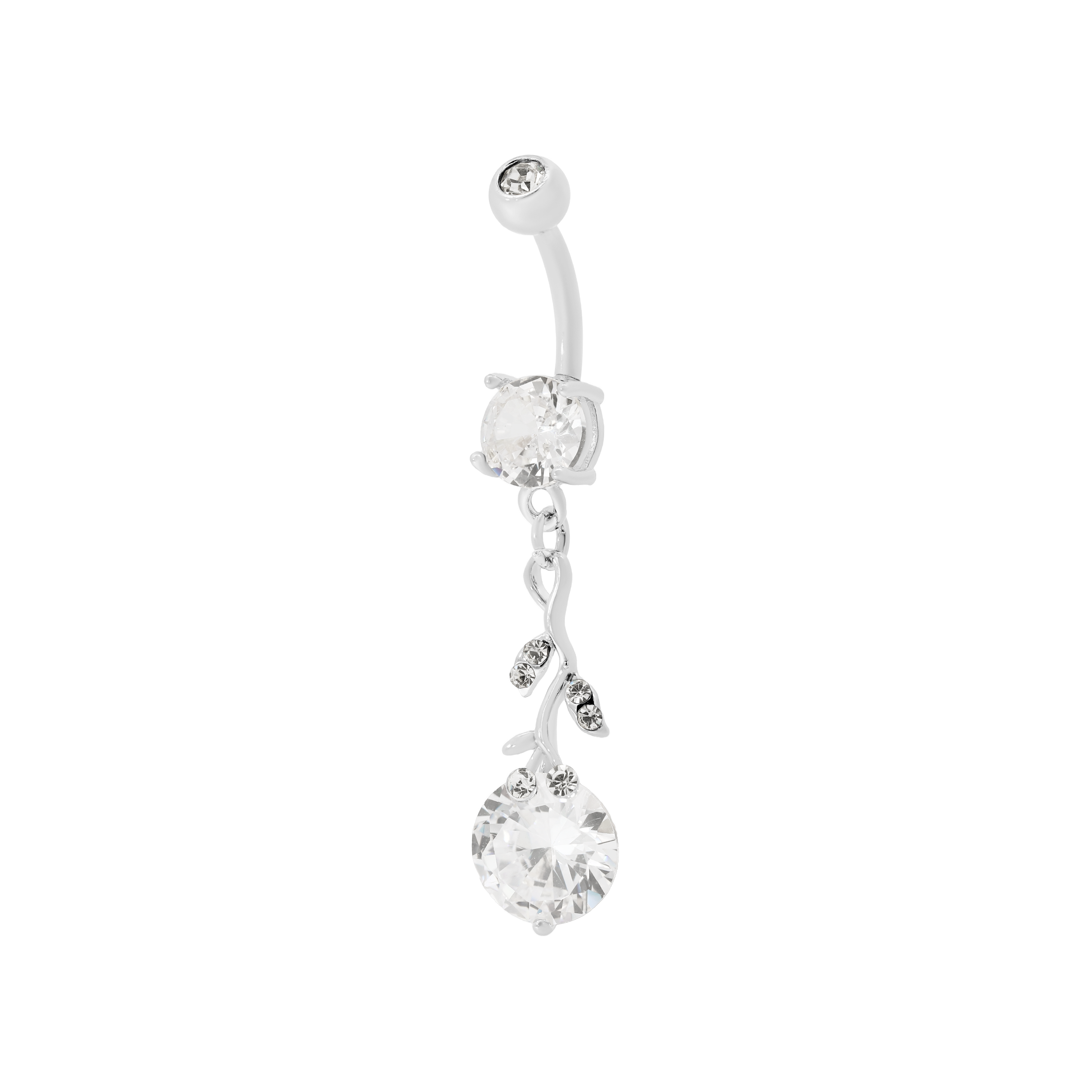 Belle Rose Gemstone Belly Bar Piercing - Silver