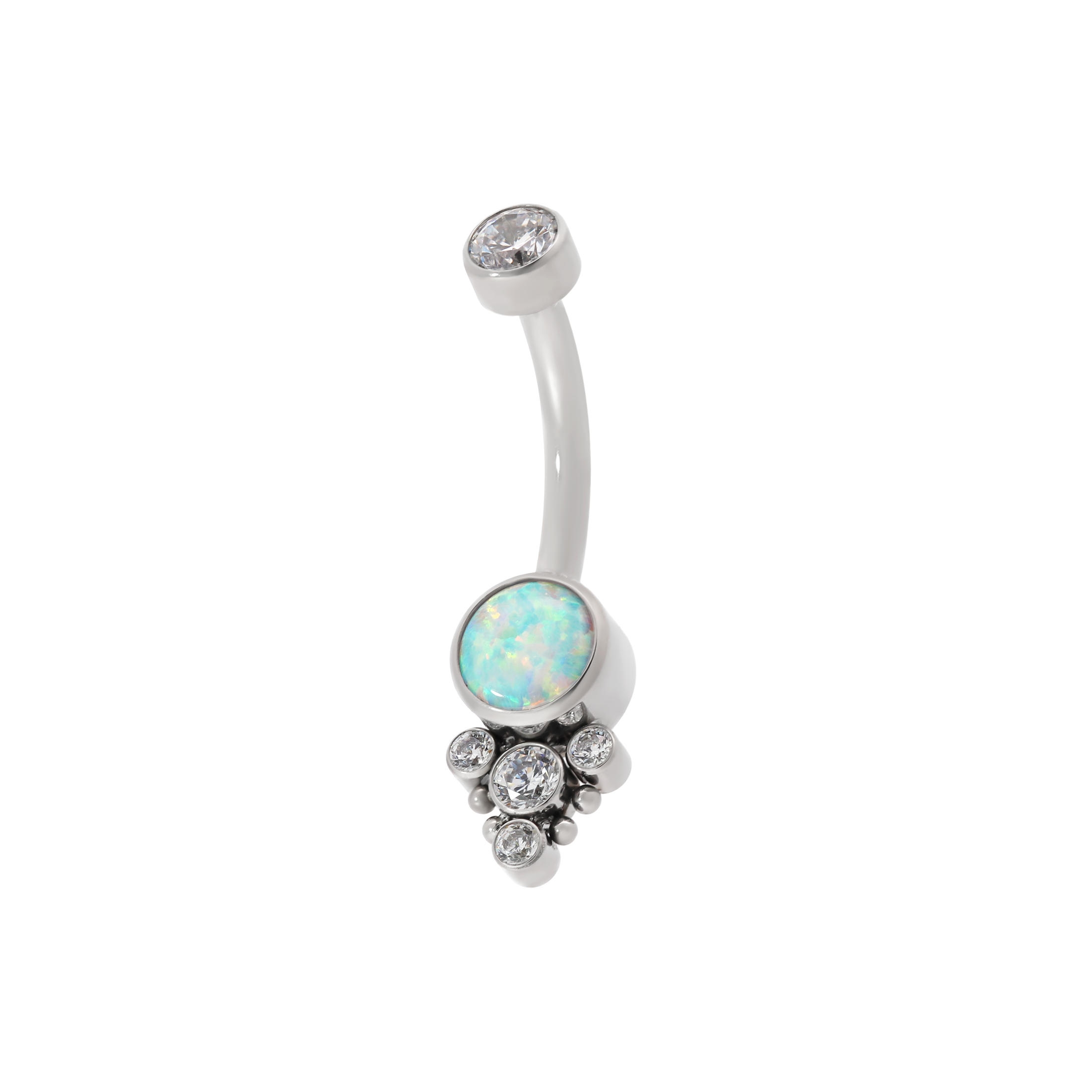 Celeste Opal & Gemstones Belly Bar Piercing - Silver