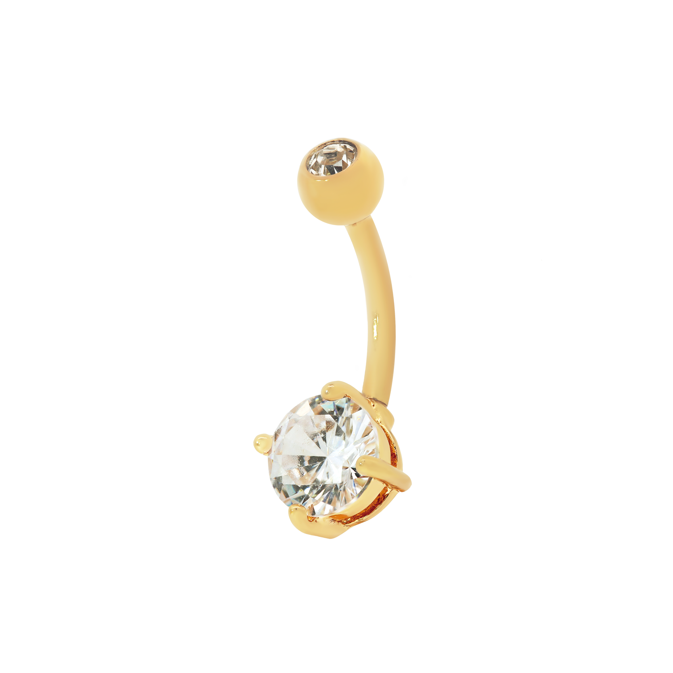 Diadem Gemstone Belly Bar Piercing - Gold