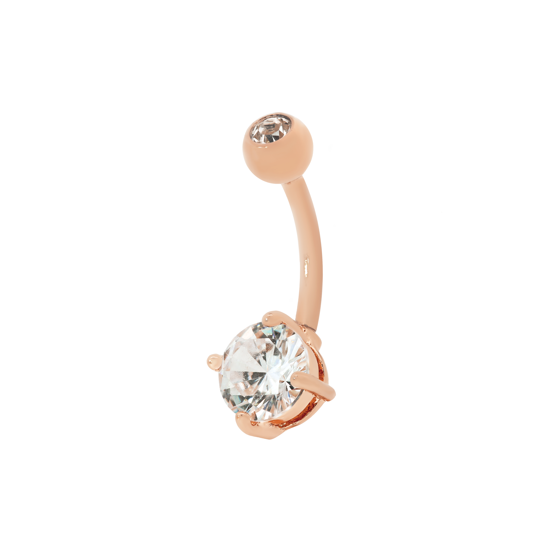 Diadem Gemstone Belly Bar Piercing - Rose Gold