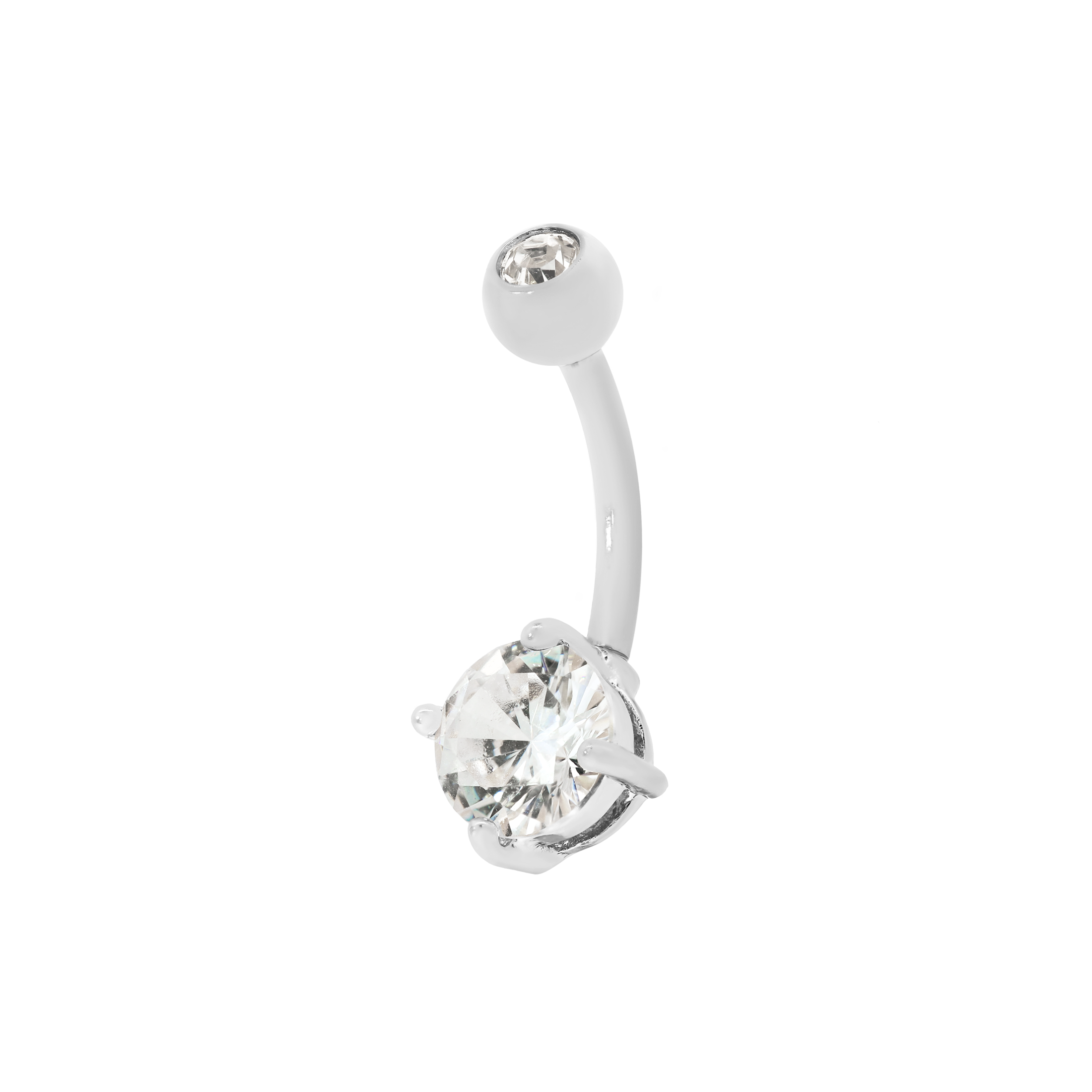 Diadem Gemstone Belly Bar Piercing - Silver