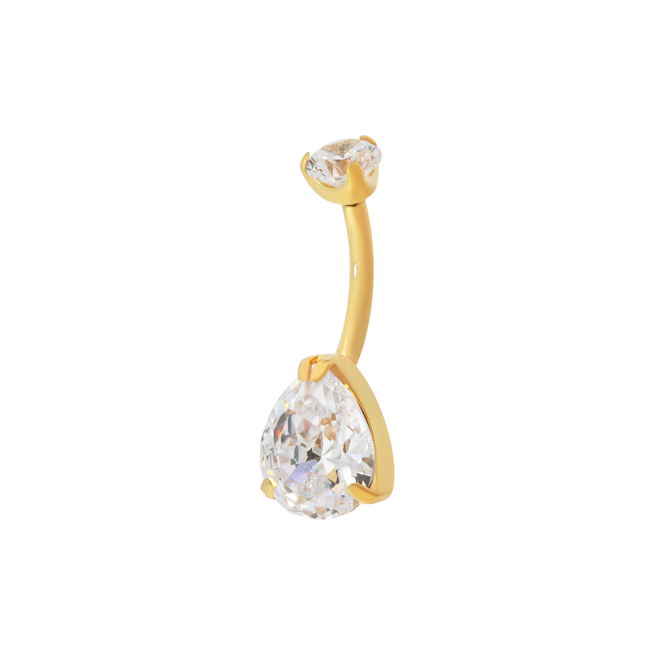 Jorja Teardrop Gemstone Belly Bar Piercing - Gold