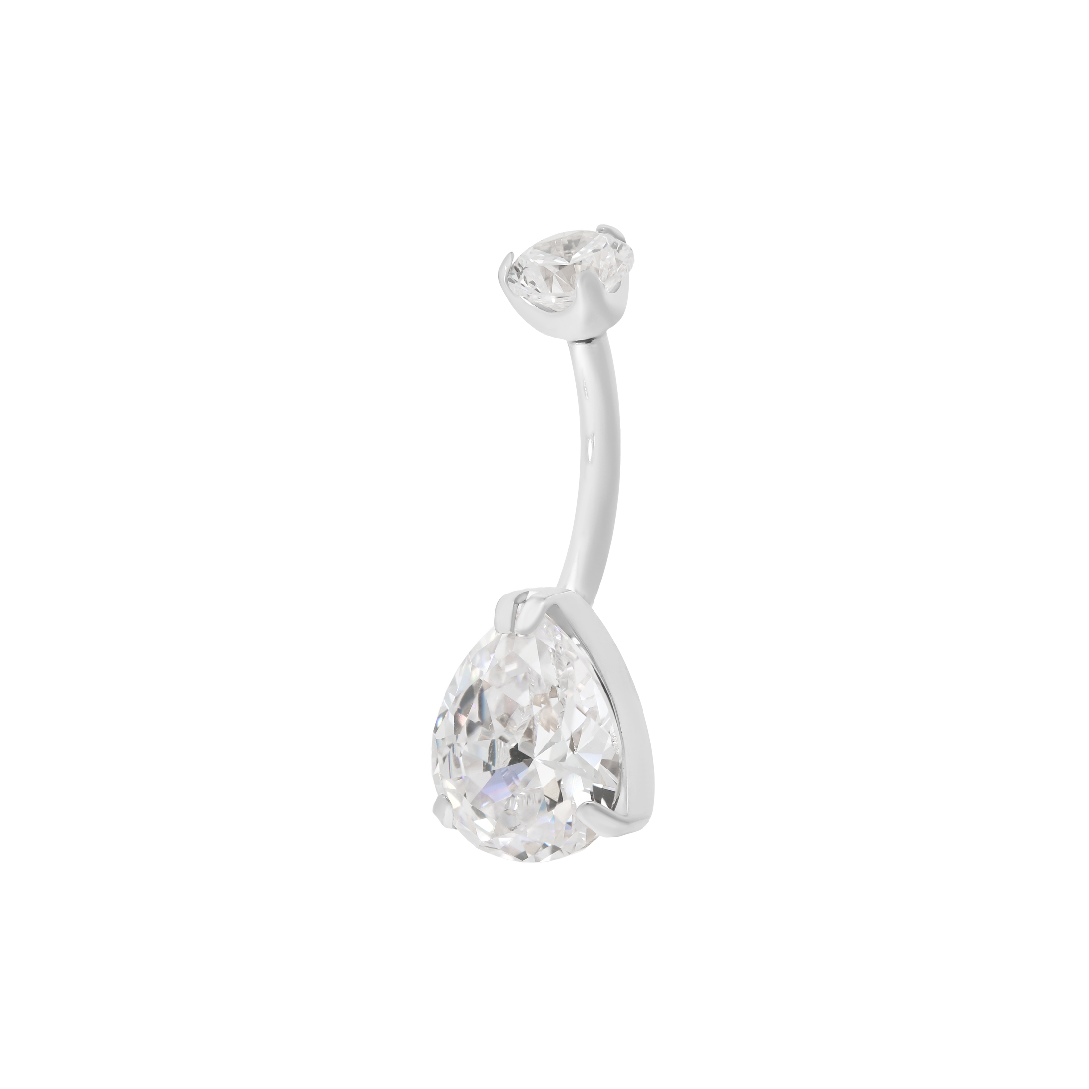Jorja Teardrop Gemstone Belly Bar Piercing - Silver