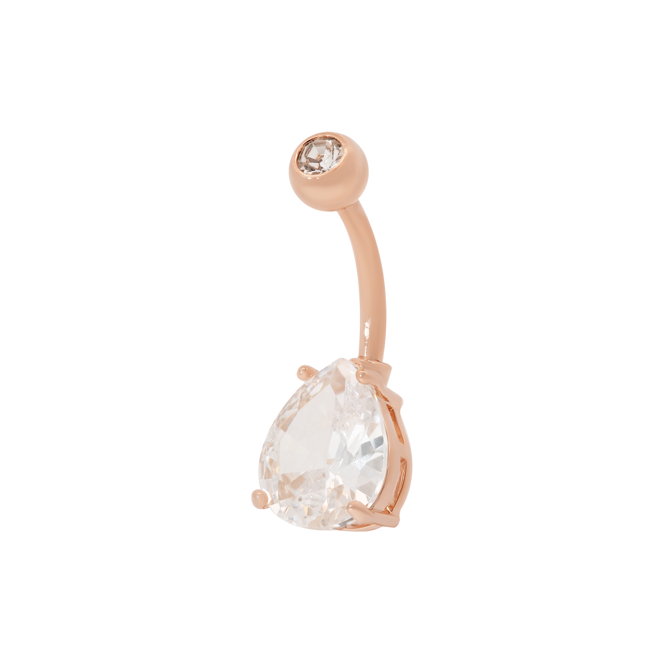 Lume Teardrop Gemstone Belly Bar Piercing - Rose Gold