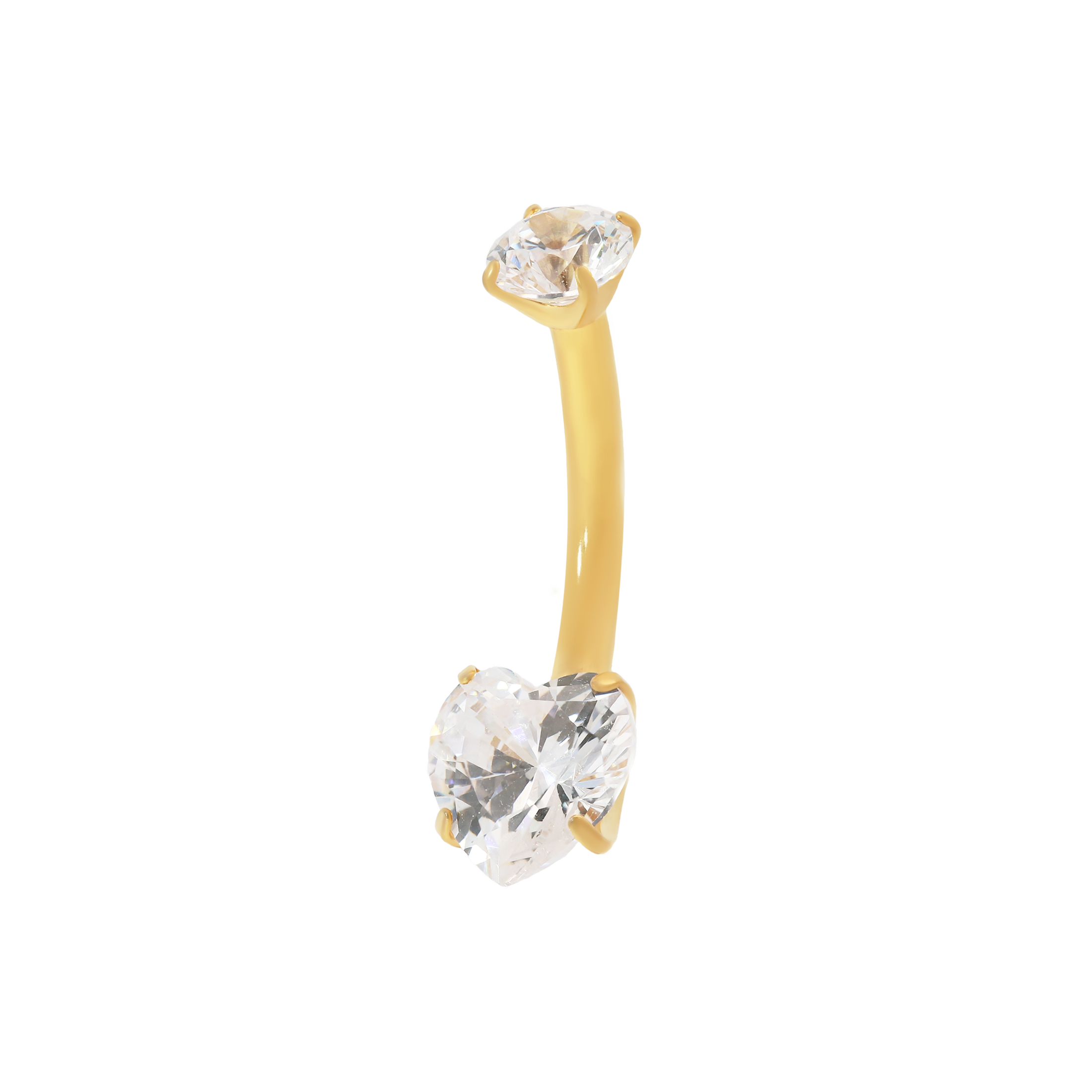 Lust Heart Gemstone Belly Bar Piercing - Gold