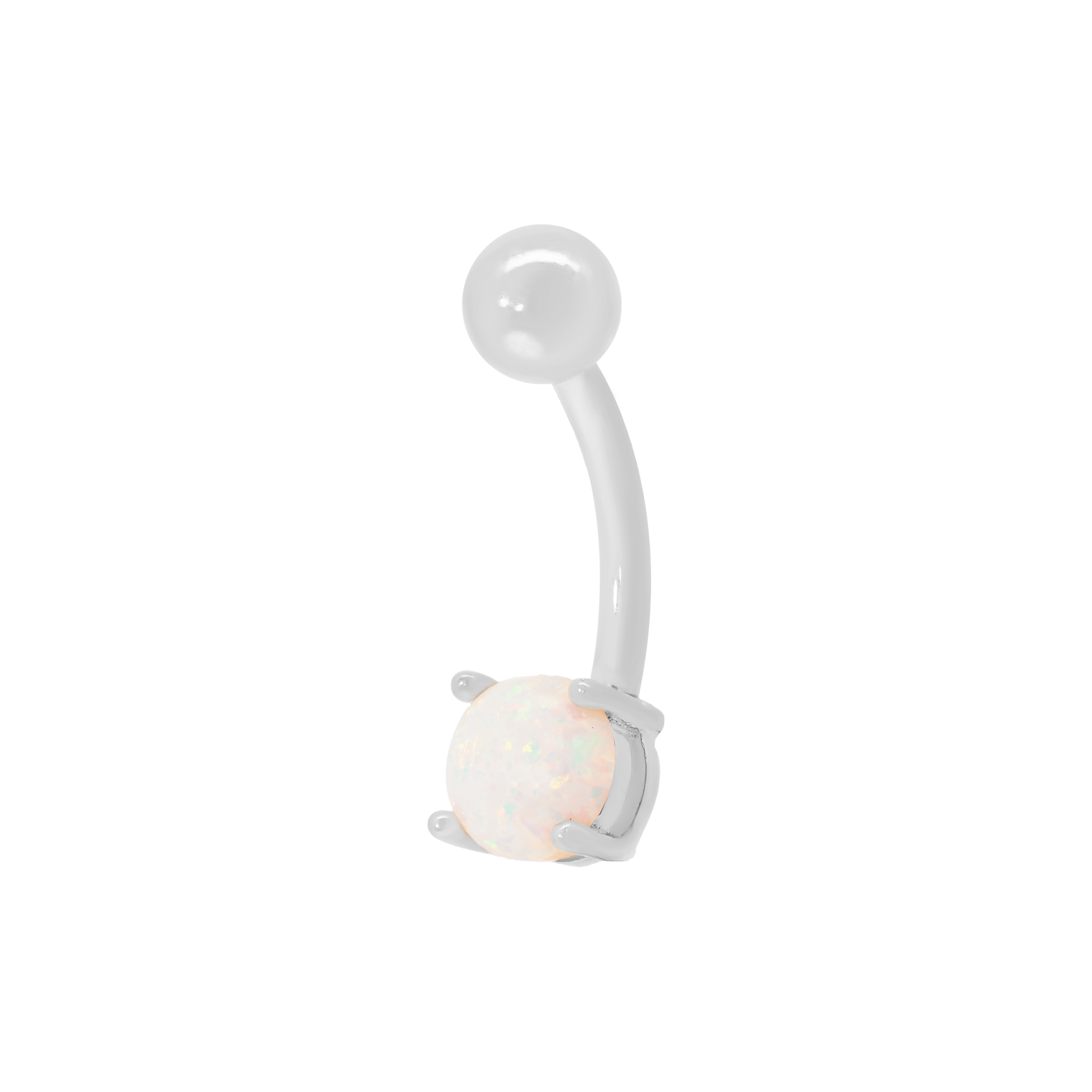 Odyssey Opal Gemstone Belly Bar Piercing - Silver
