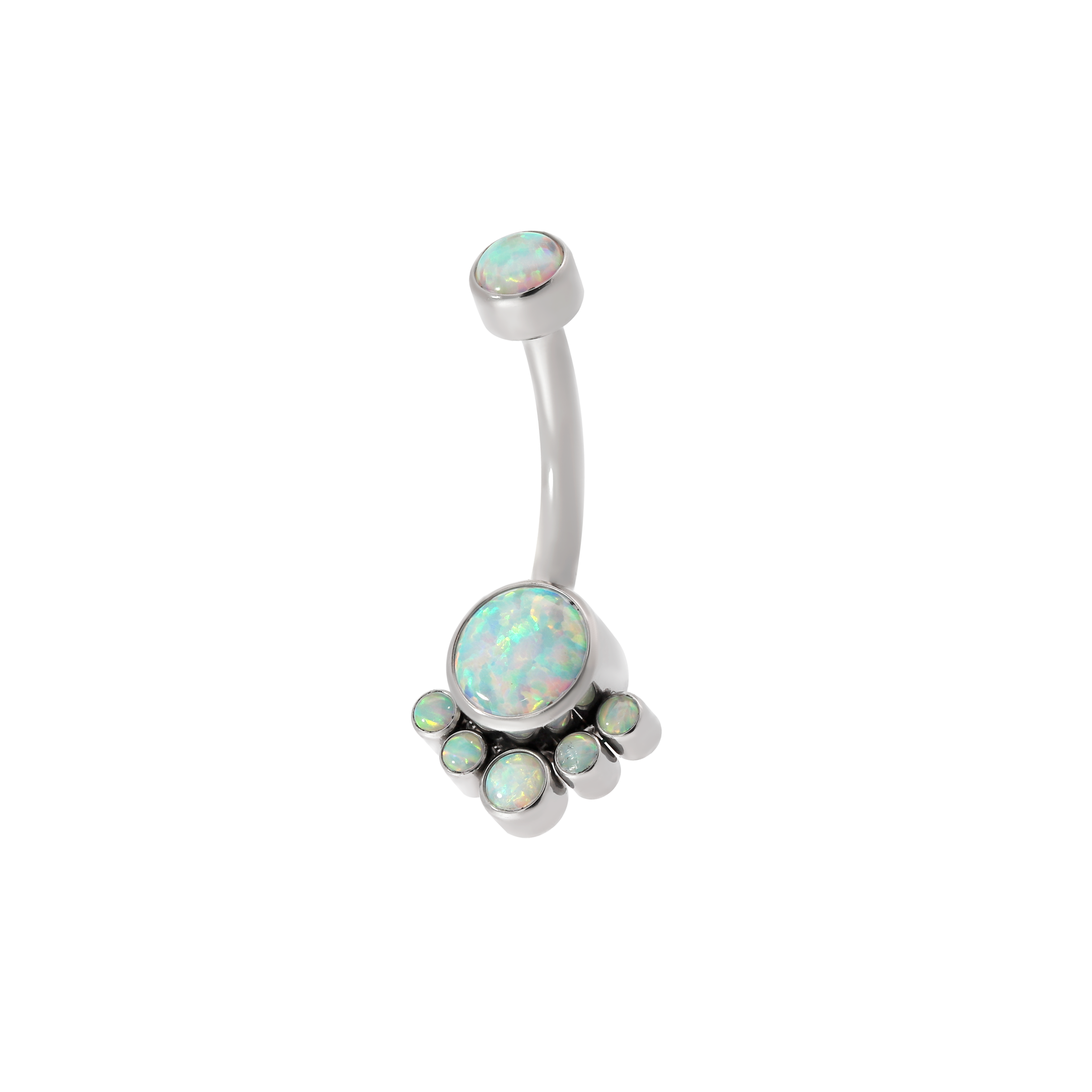 Paradise Opal Gemstone Belly Bar Piercing - Silver
