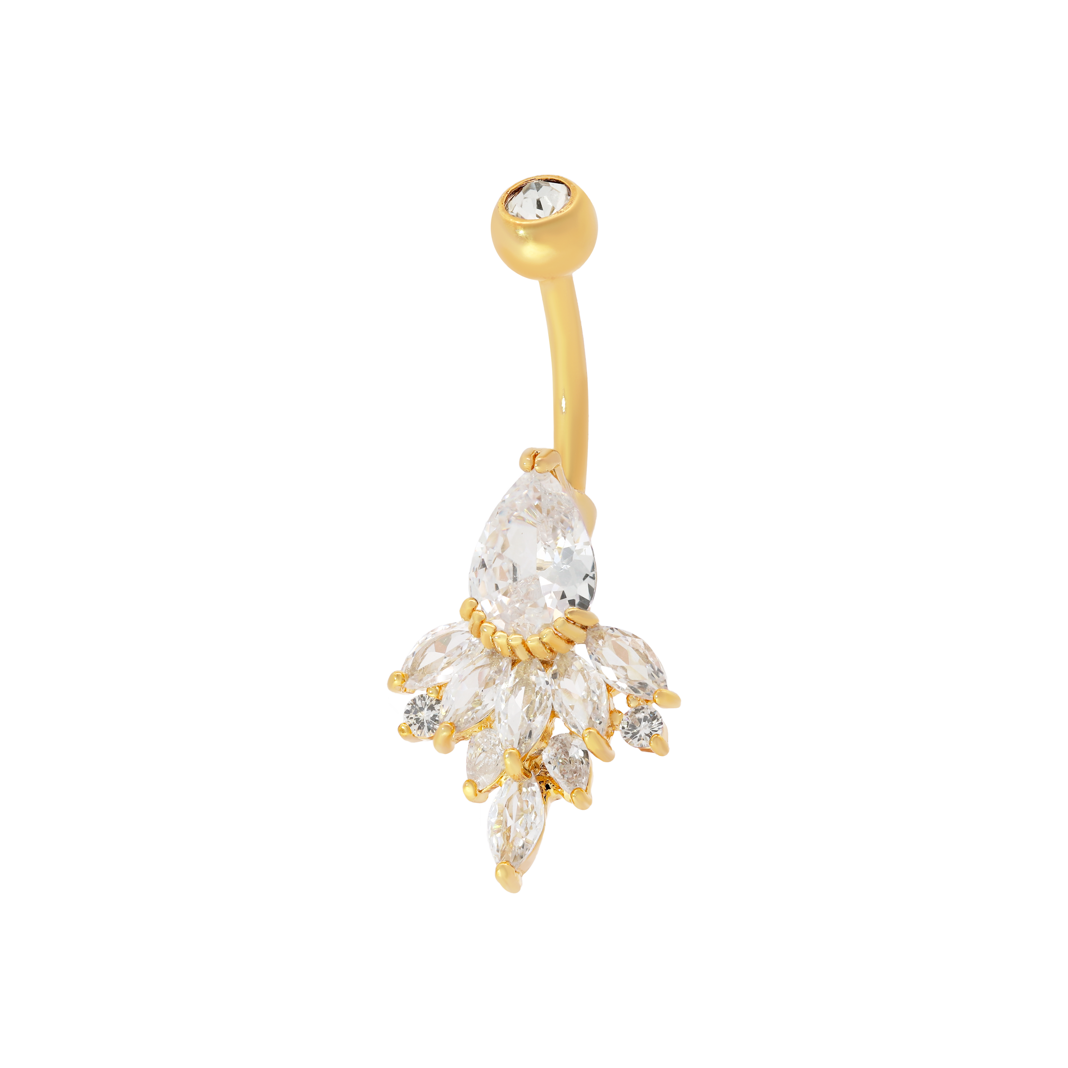 Valencia Gemstone Cluster Belly Bar Piercing - Gold