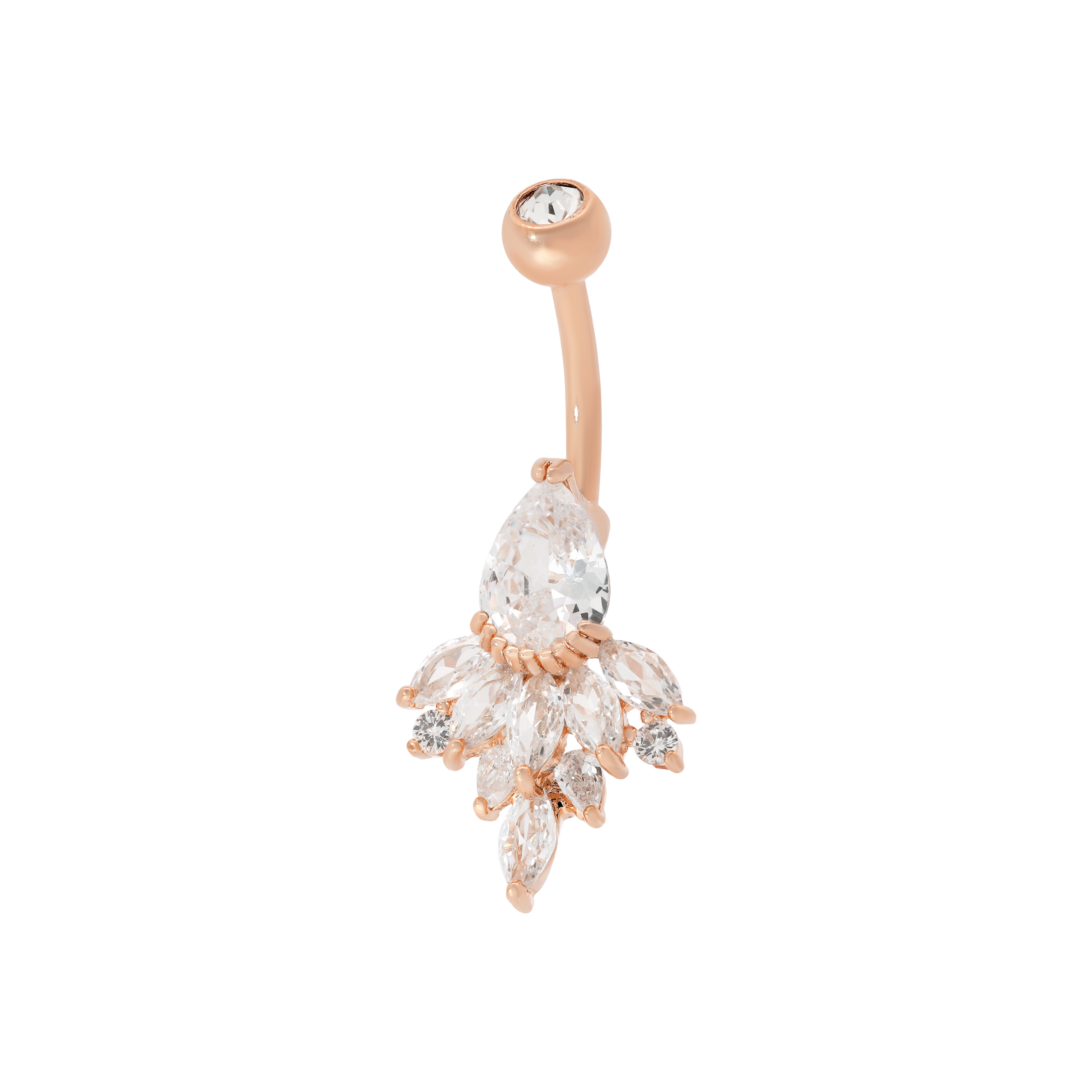 Valencia Gemstone Cluster Belly Bar Piercing - Rose Gold