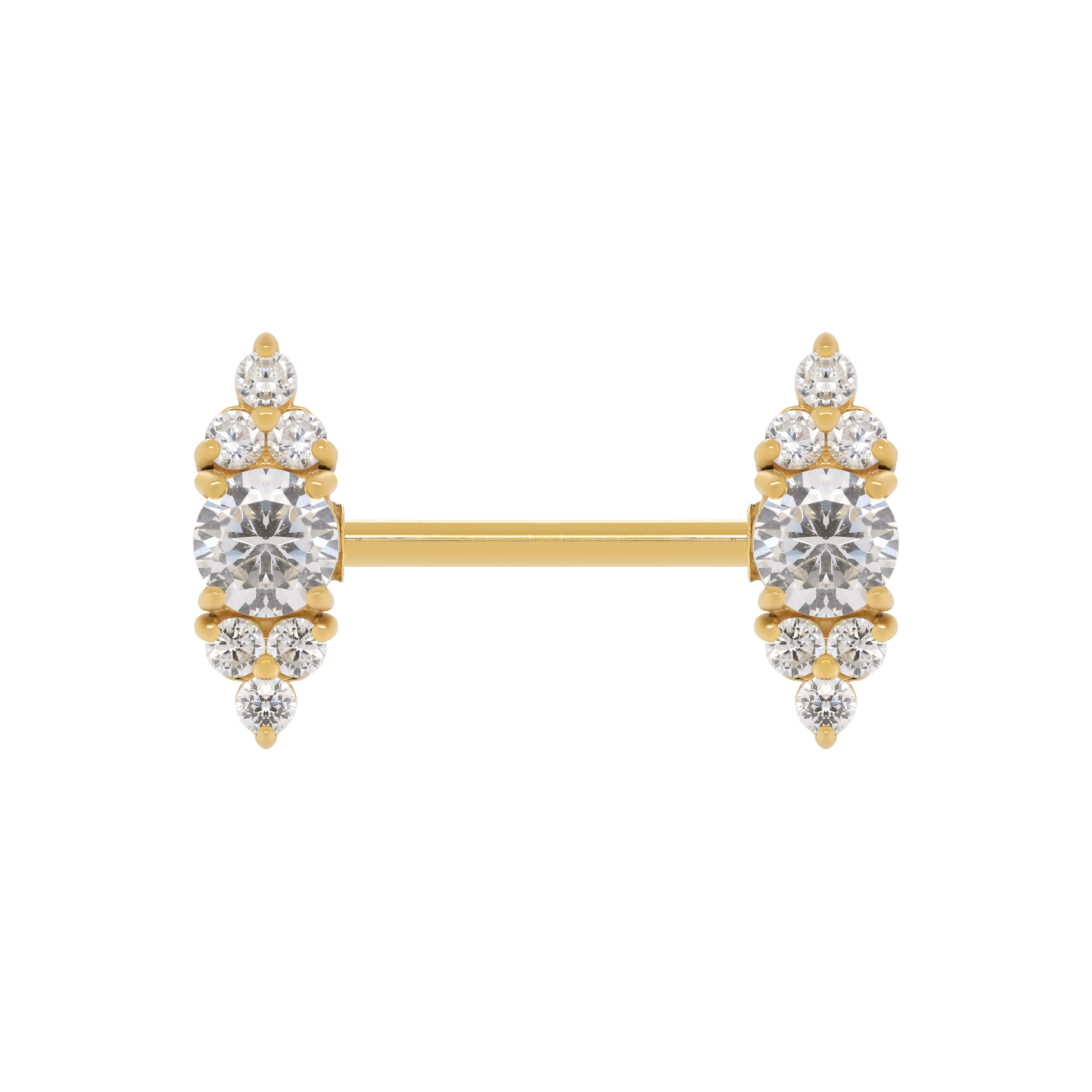 Clarity Gemstone Cluster Nipple Bar Piercing - Gold