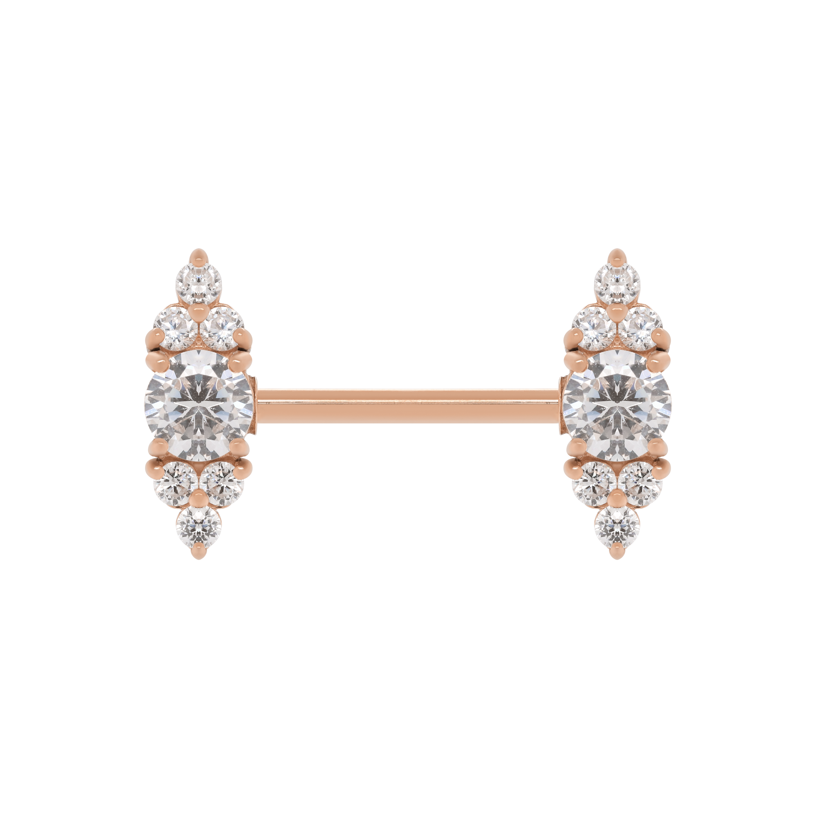 Clarity Gemstone Cluster Nipple Bar Piercing - Rose Gold