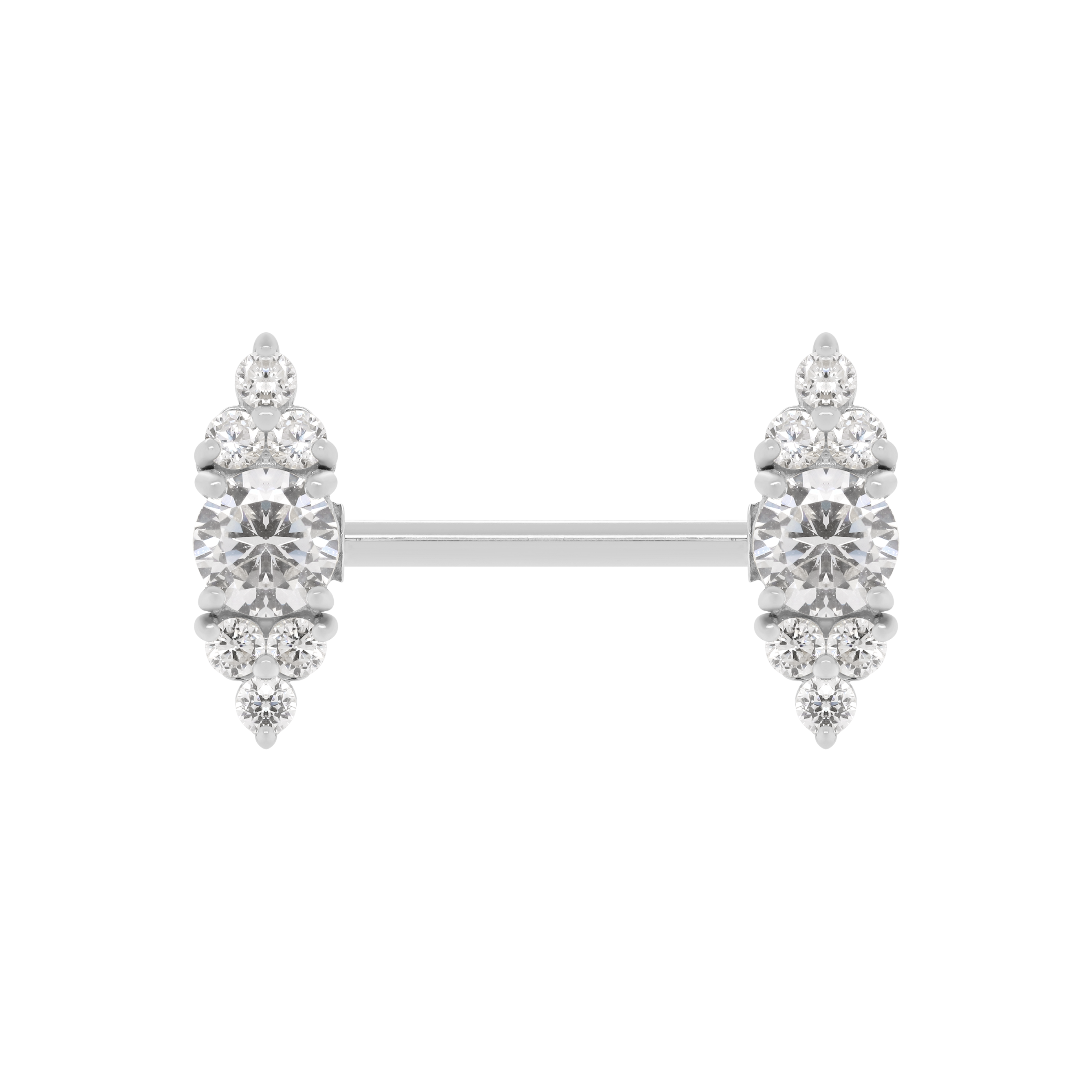 Clarity Gemstone Cluster Nipple Bar Piercing - Silver