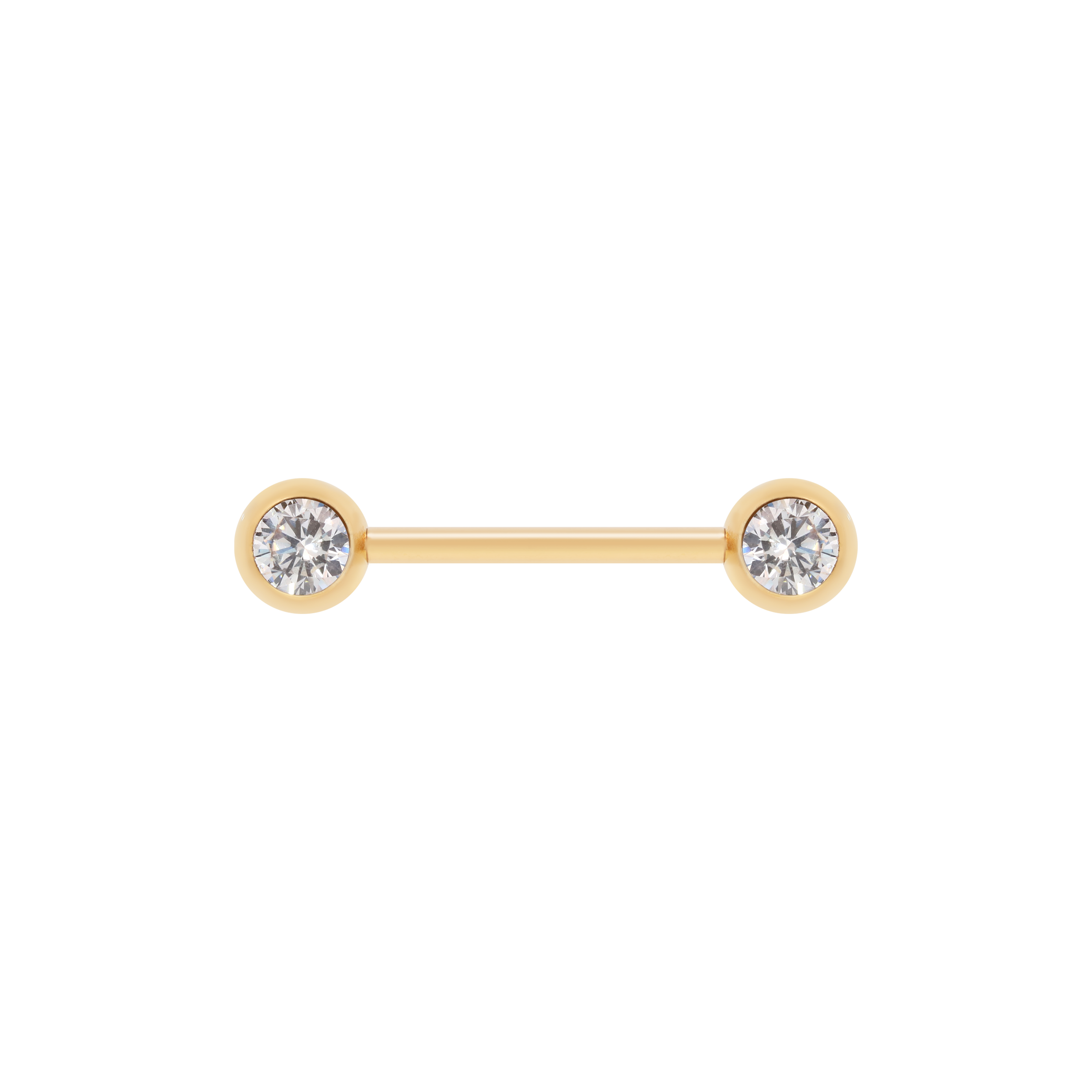 Crystal Gemstone Nipple Bar Piercing - Gold