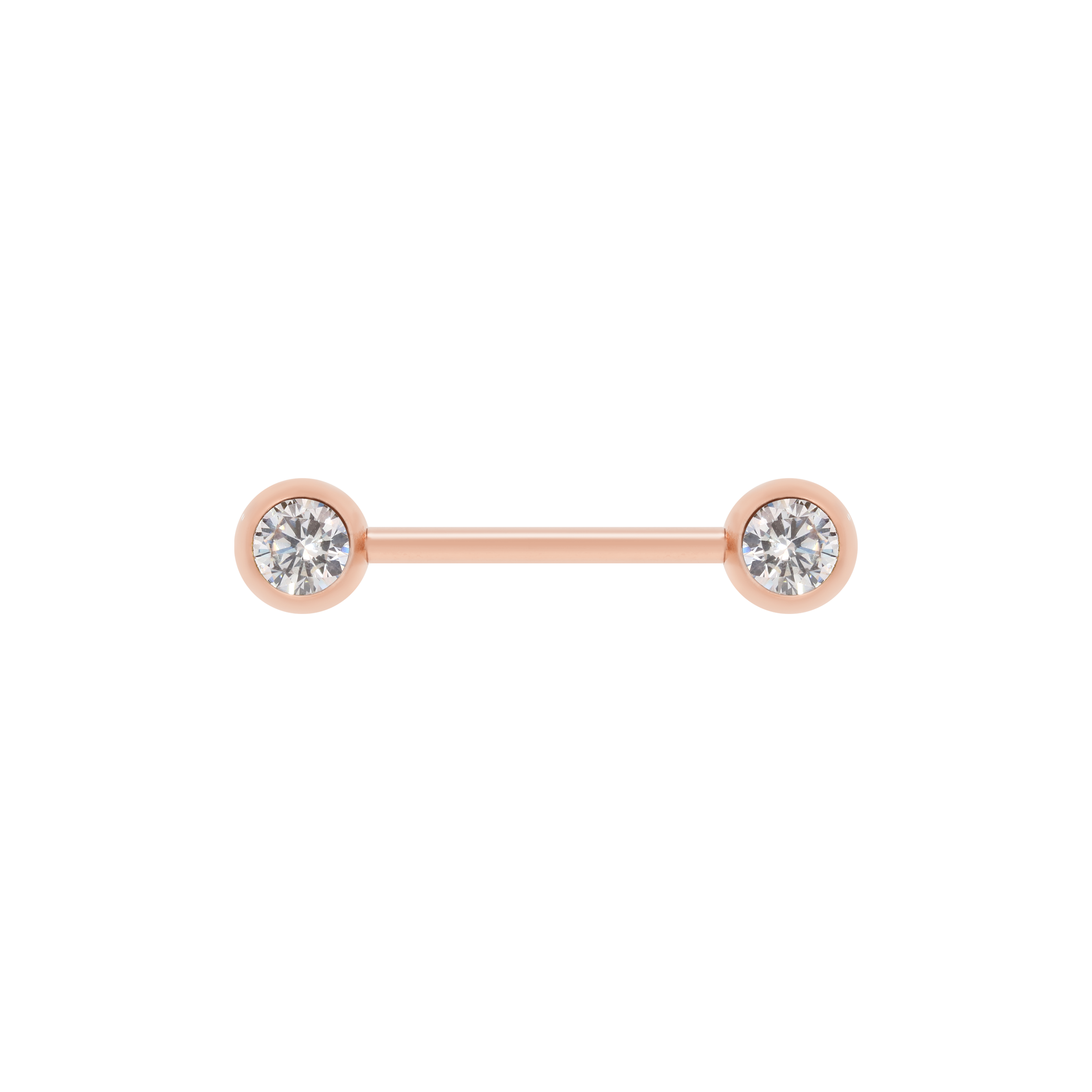 Crystal Gemstone Nipple Bar Piercing - Rose Gold