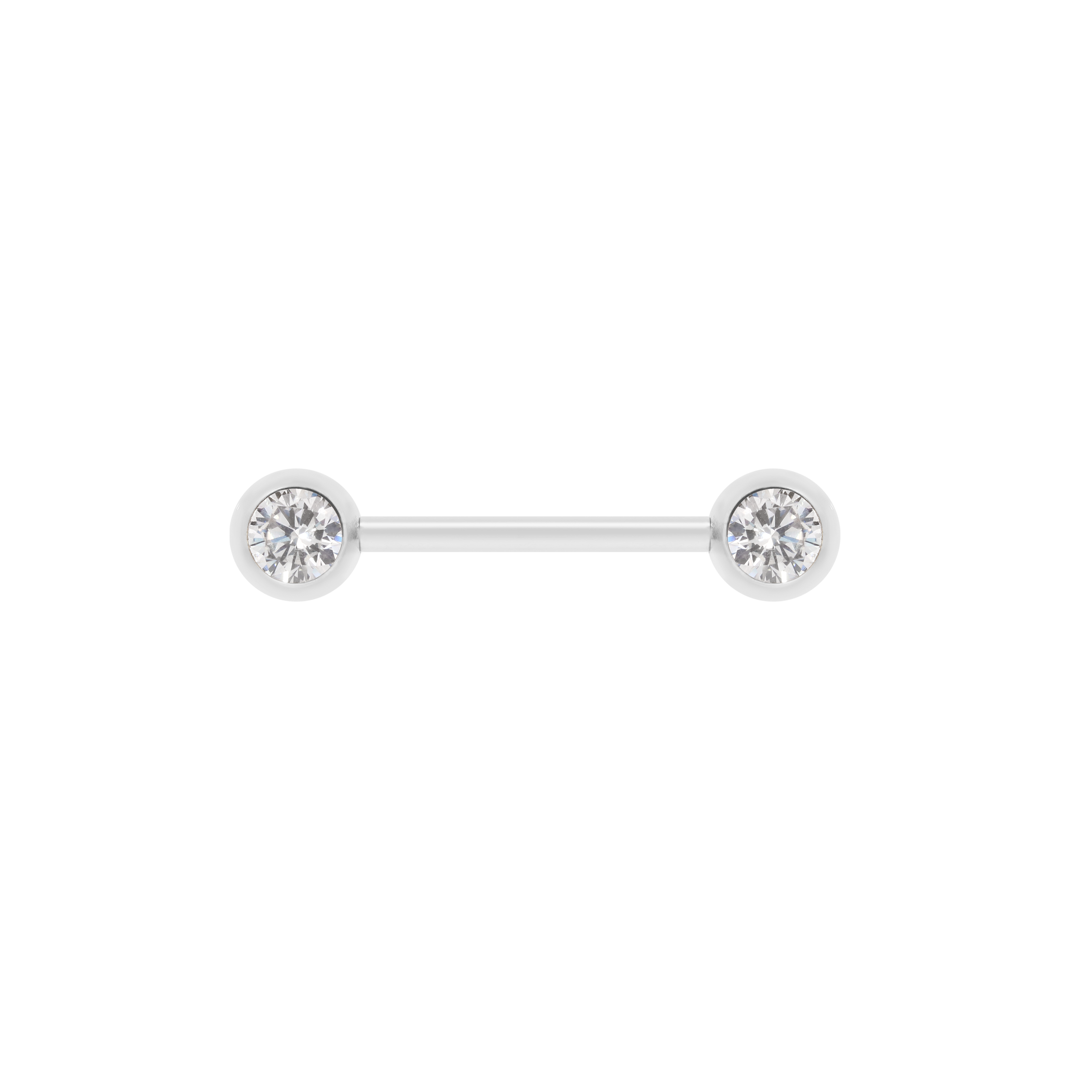 Crystal Gemstone Nipple Bar Piercing - Silver