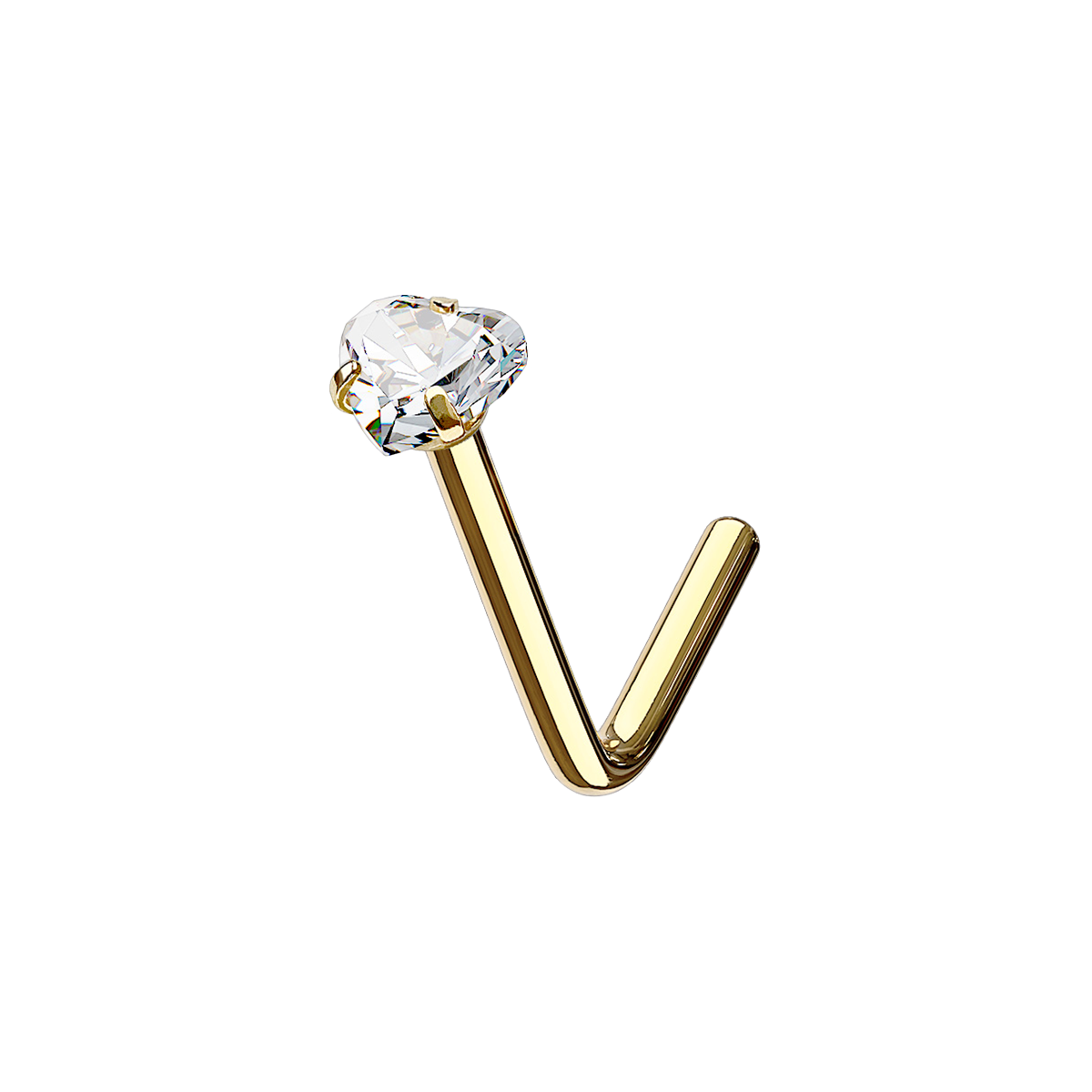 Lust Heart Gemstone Nose Stud Piercing - Gold