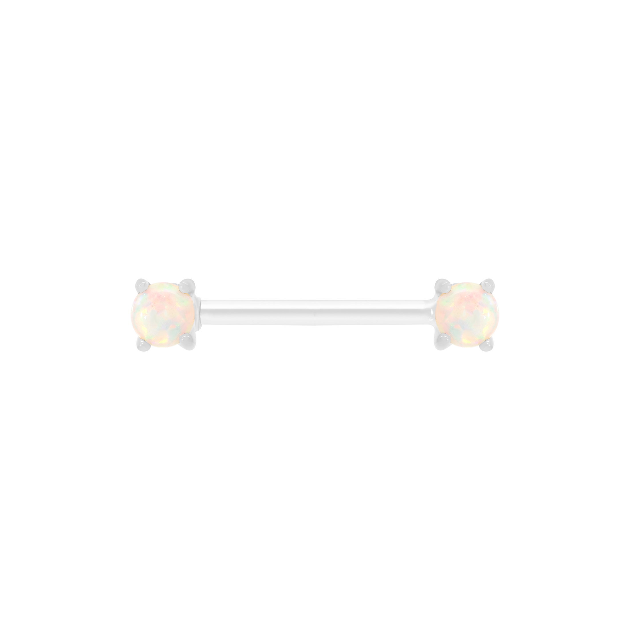 Odyssey Double Opal Nipple Bar Piercing - Silver