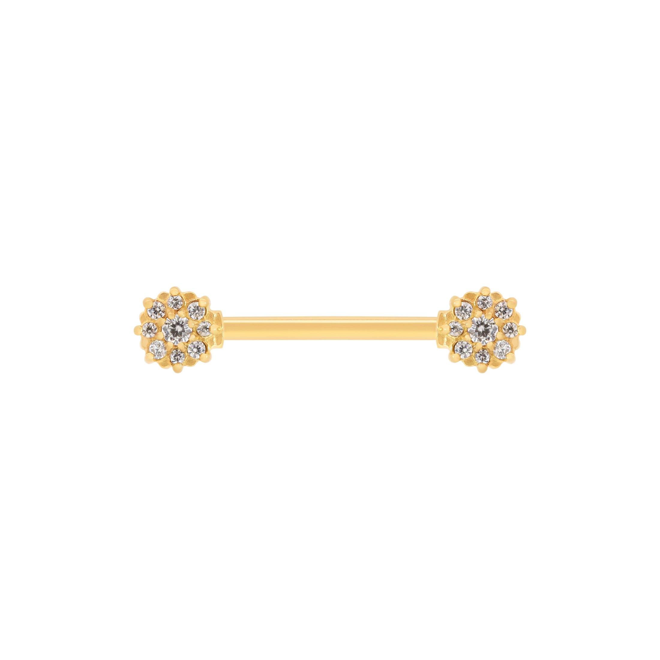 Shine Round Gemstone Cluster Nipple Bar Piercing - Gold