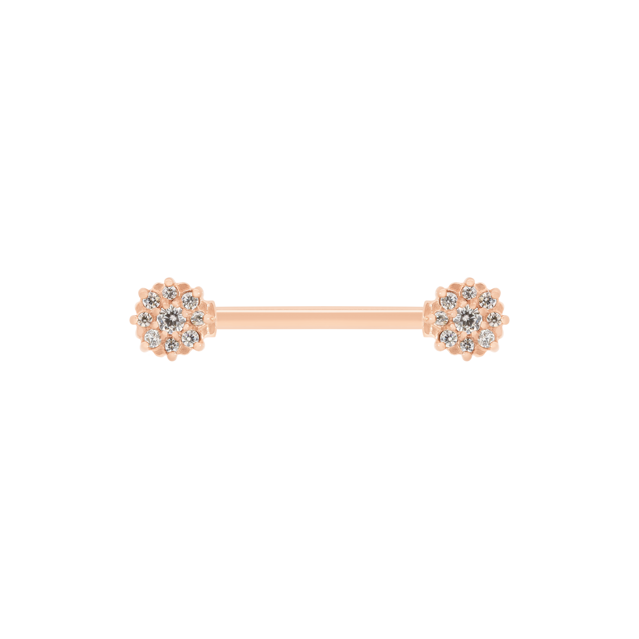 Shine Round Gemstone Cluster Nipple Bar Piercing - Rose Gold