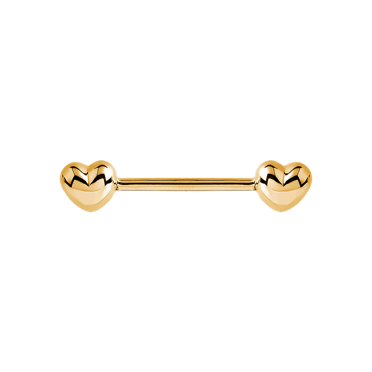 Solid Heart Nipple Bar Piercing - Gold
