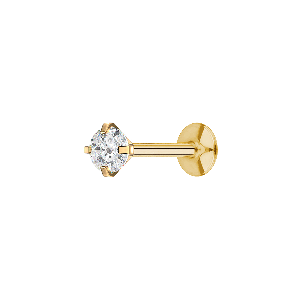 Solitaire Gemstone Helix Tragus & Cartilage Ear Piercing - Gold