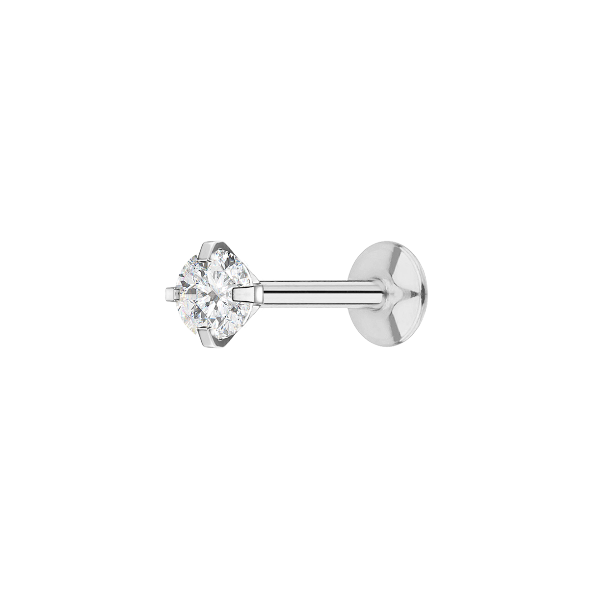Solitaire Gemstone Helix Tragus & Cartilage Ear Piercing - Silver
