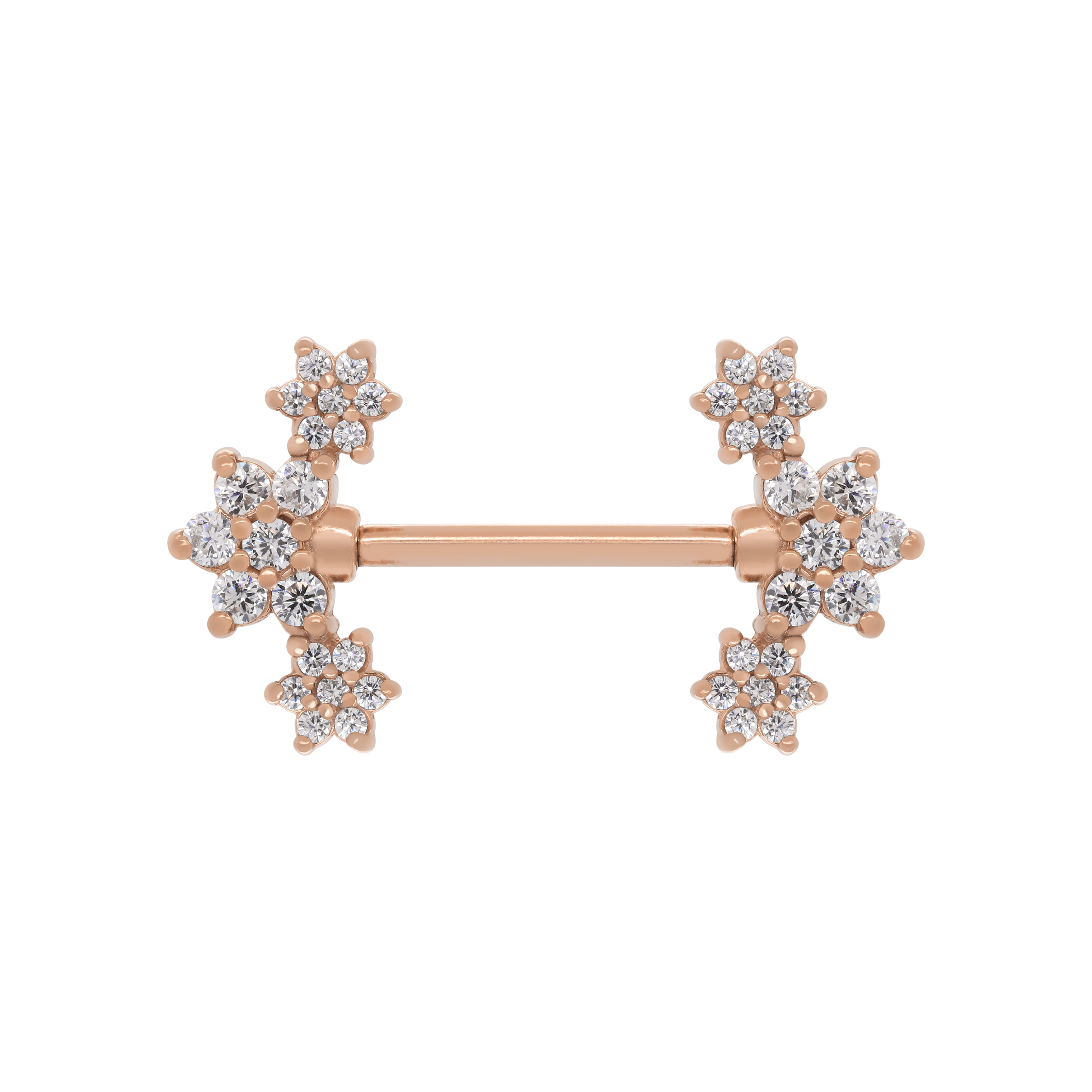 Daisy Chain Gemstone Nipple Bar Piercing - Rose Gold