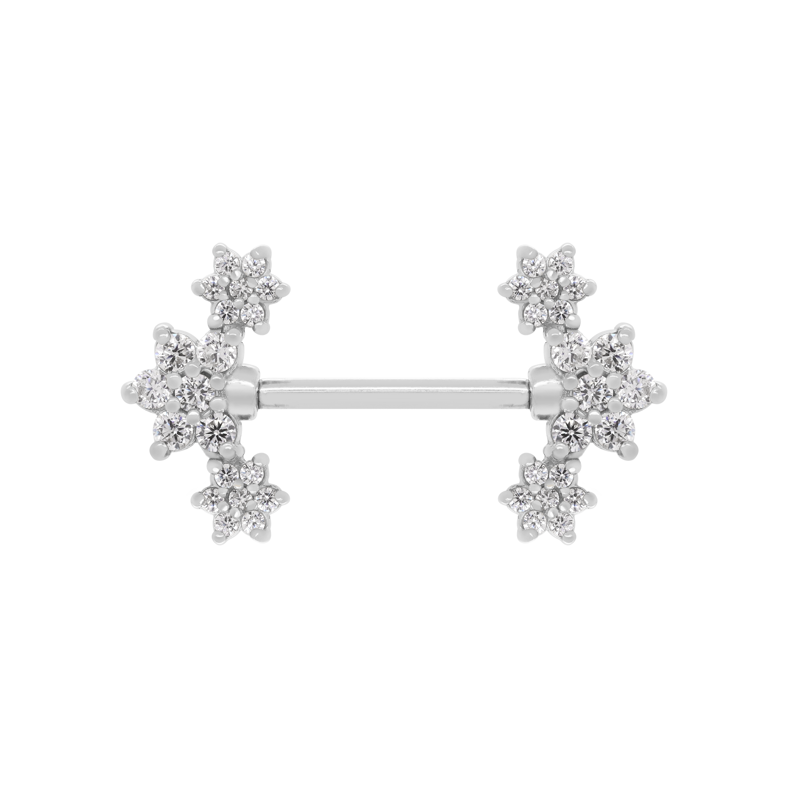 Daisy Chain Gemstone Nipple Bar Piercing - Silver