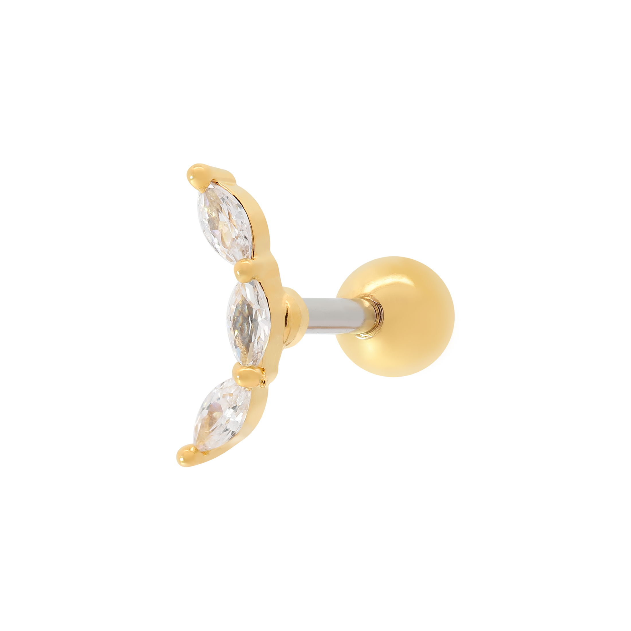 Alina Gemstone Tragus Helix Cartilage & Conch Ear Piercing - Gold