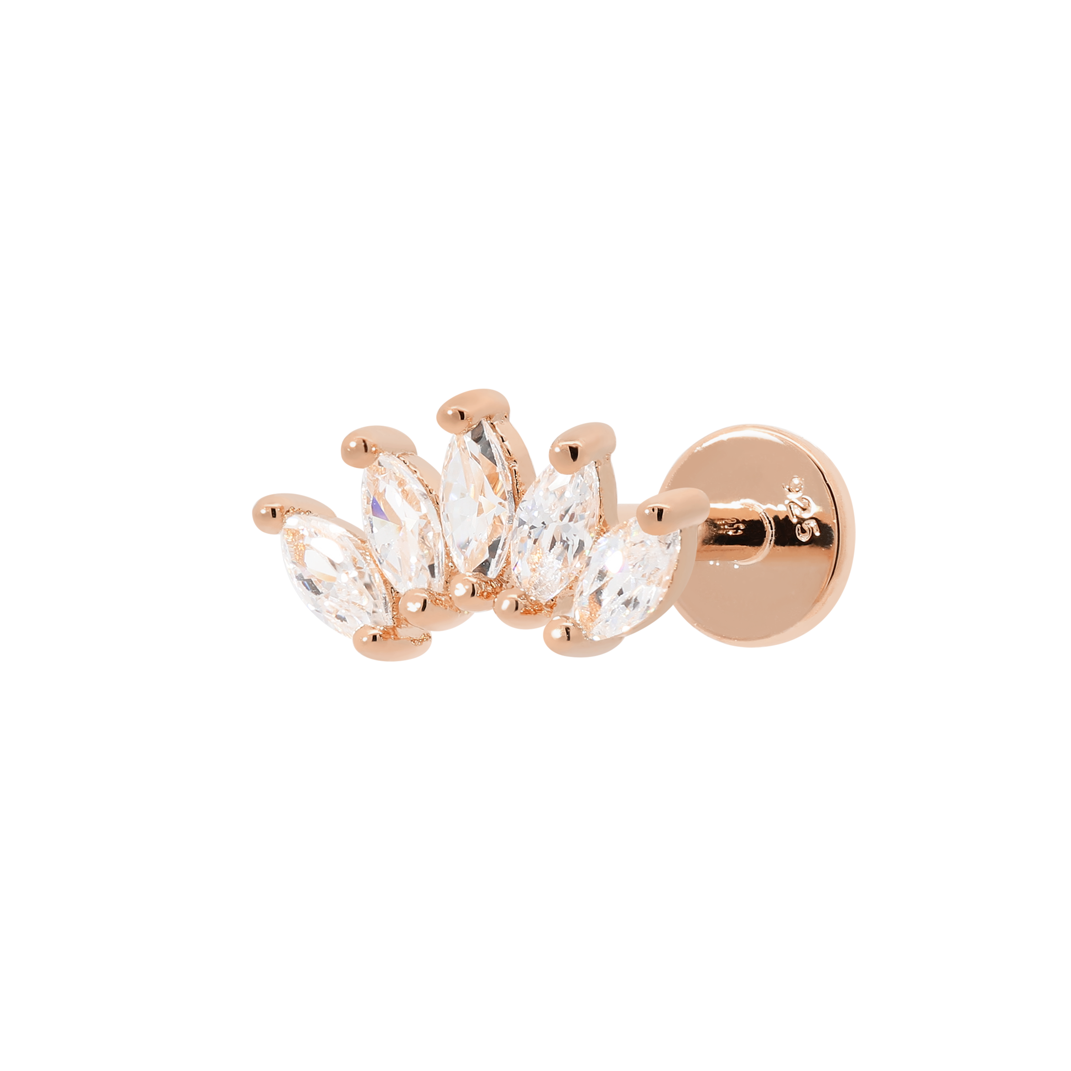 Arc Gemstone Helix Tragus Cartilage & Conch Ear Piercing - Rose Gold