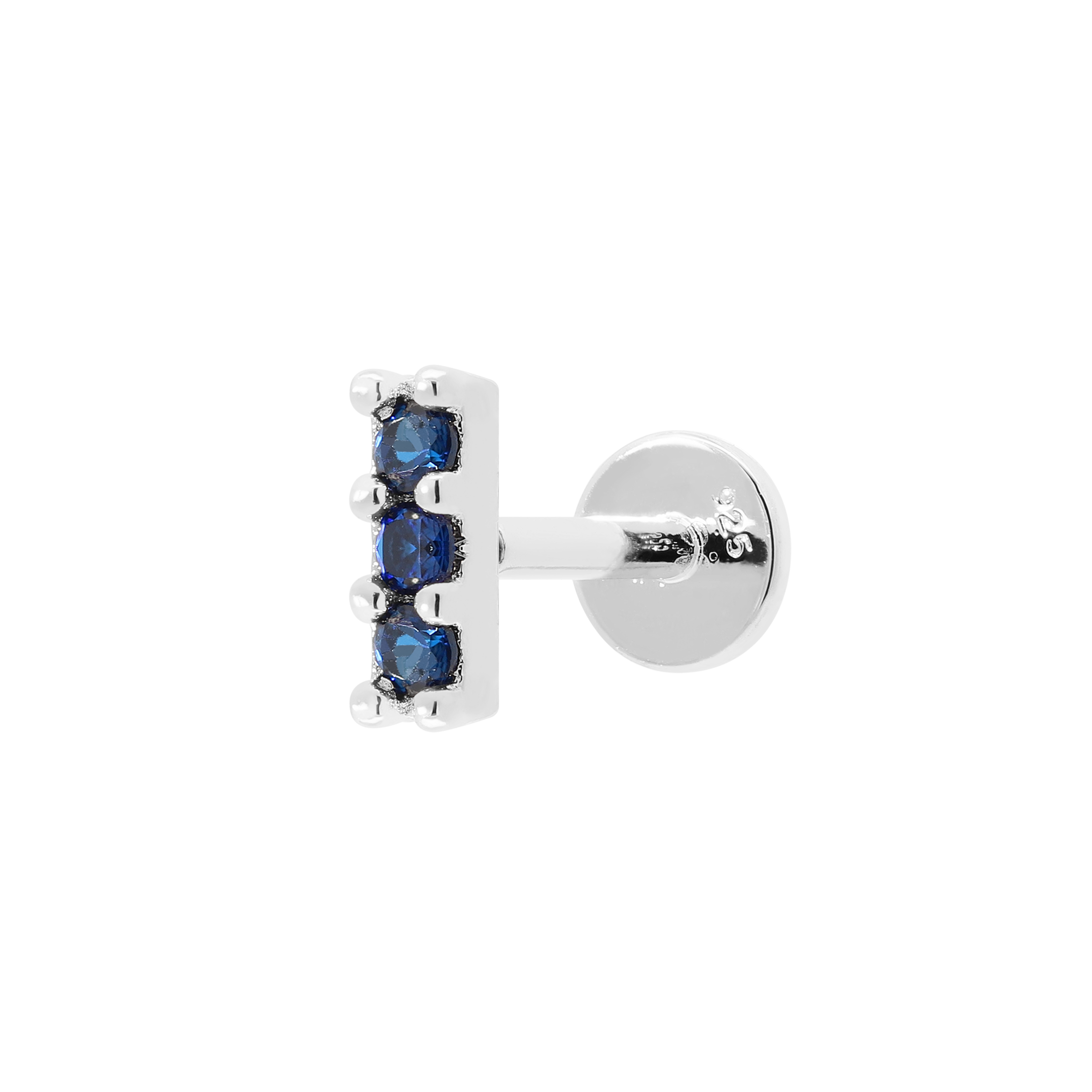 Ascension Sapphire Helix Tragus & Cartilage Ear Piercing - Silver