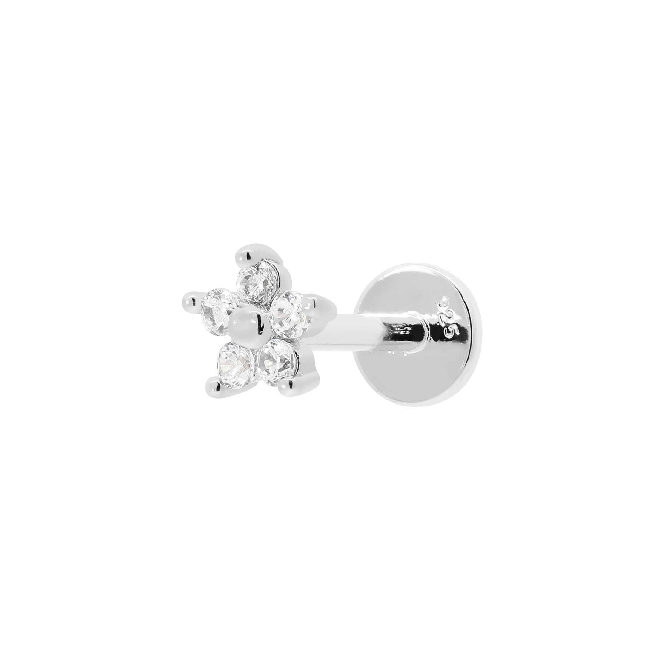 Bloom Flower Helix Tragus Cartilage & Conch Ear Piercing - Silver