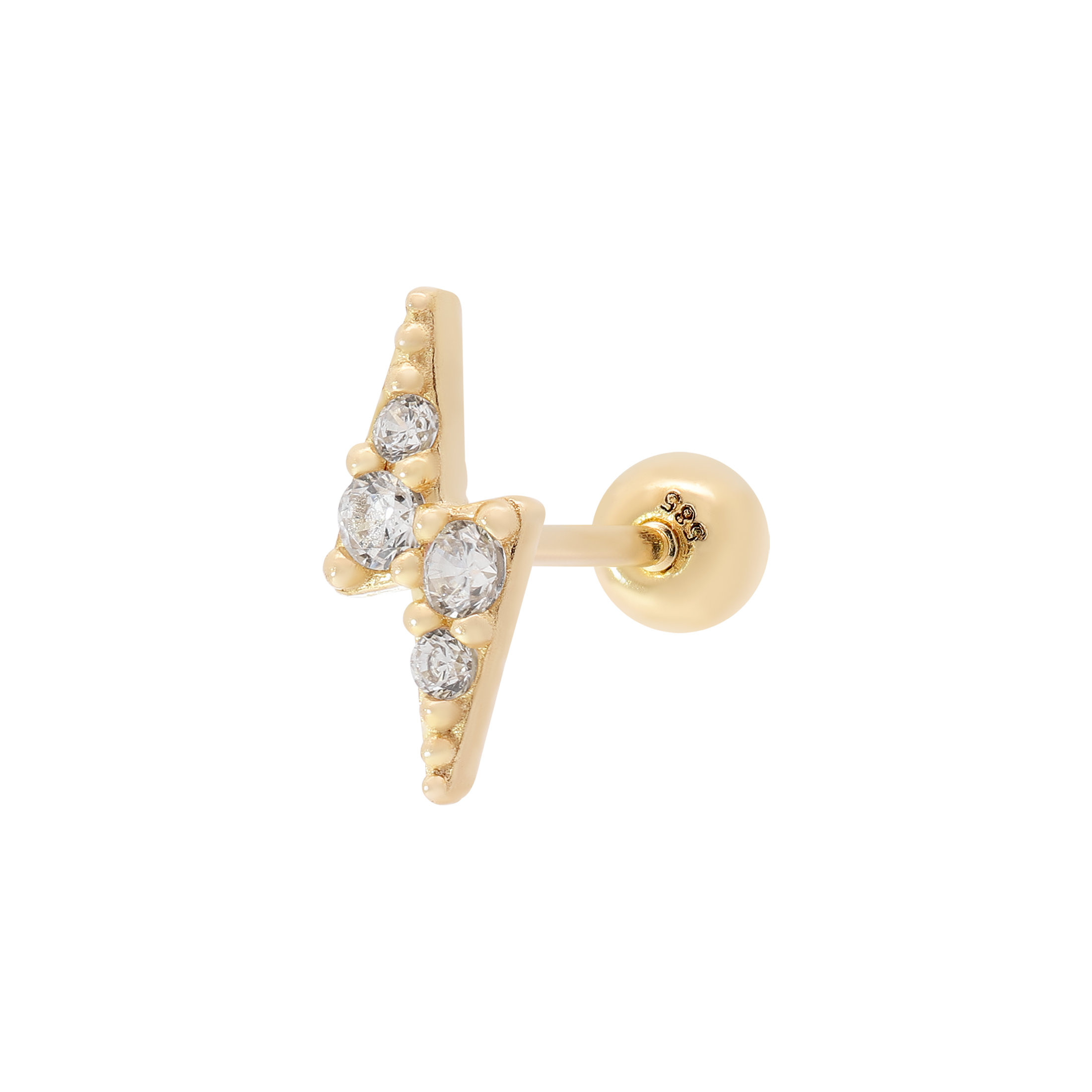 Bolt Tragus Helix Cartilage & Conch Ear Piercing - 14K Solid Gold
