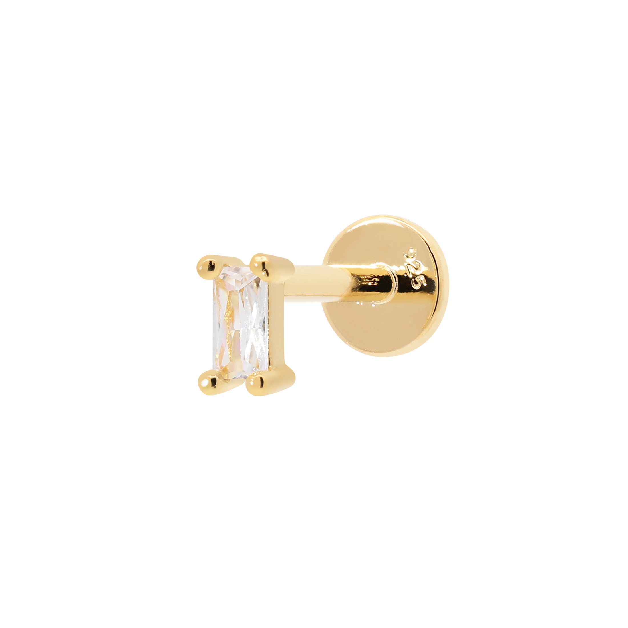 Bounty Baguette Gemstone Helix Tragus Cartilage & Conch Ear Piercing - Gold